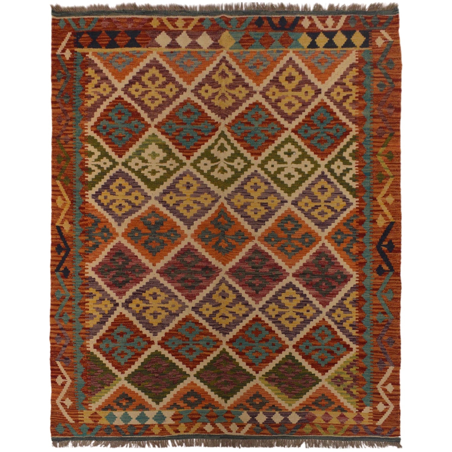 Handmade Vegetable Kilim 4' 11" x 6' 6" (ft) - No. P35489