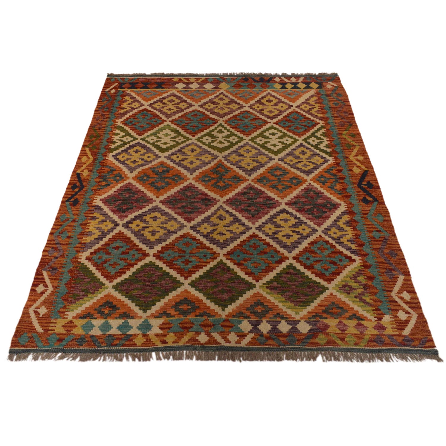 Handmade Vegetable Kilim 4' 11" x 6' 6" (ft) - No. P35489