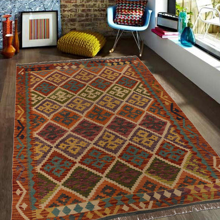Handmade Vegetable Kilim 4' 11" x 6' 6" (ft) - No. P35489