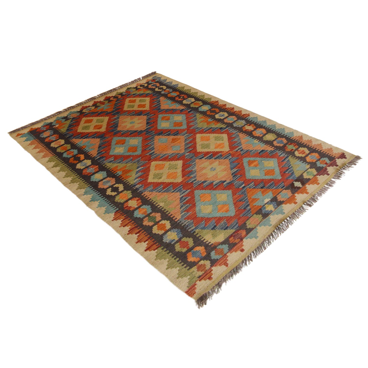 Handmade Vegetable Kilim 3' 4"  x 5' 3" (ft) - No. P35493