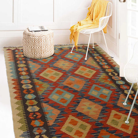 Handmade Vegetable Kilim 3' 4"  x 5' 3" (ft) - No. P35493