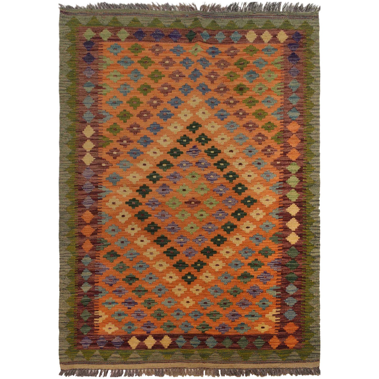 Handmade Vegetable Kelim 3' 5"  x 5' 1" (ft) - No. P35495