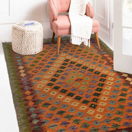 Handmade Vegetable Kelim 3' 5"  x 5' 1" (ft) - No. P35495