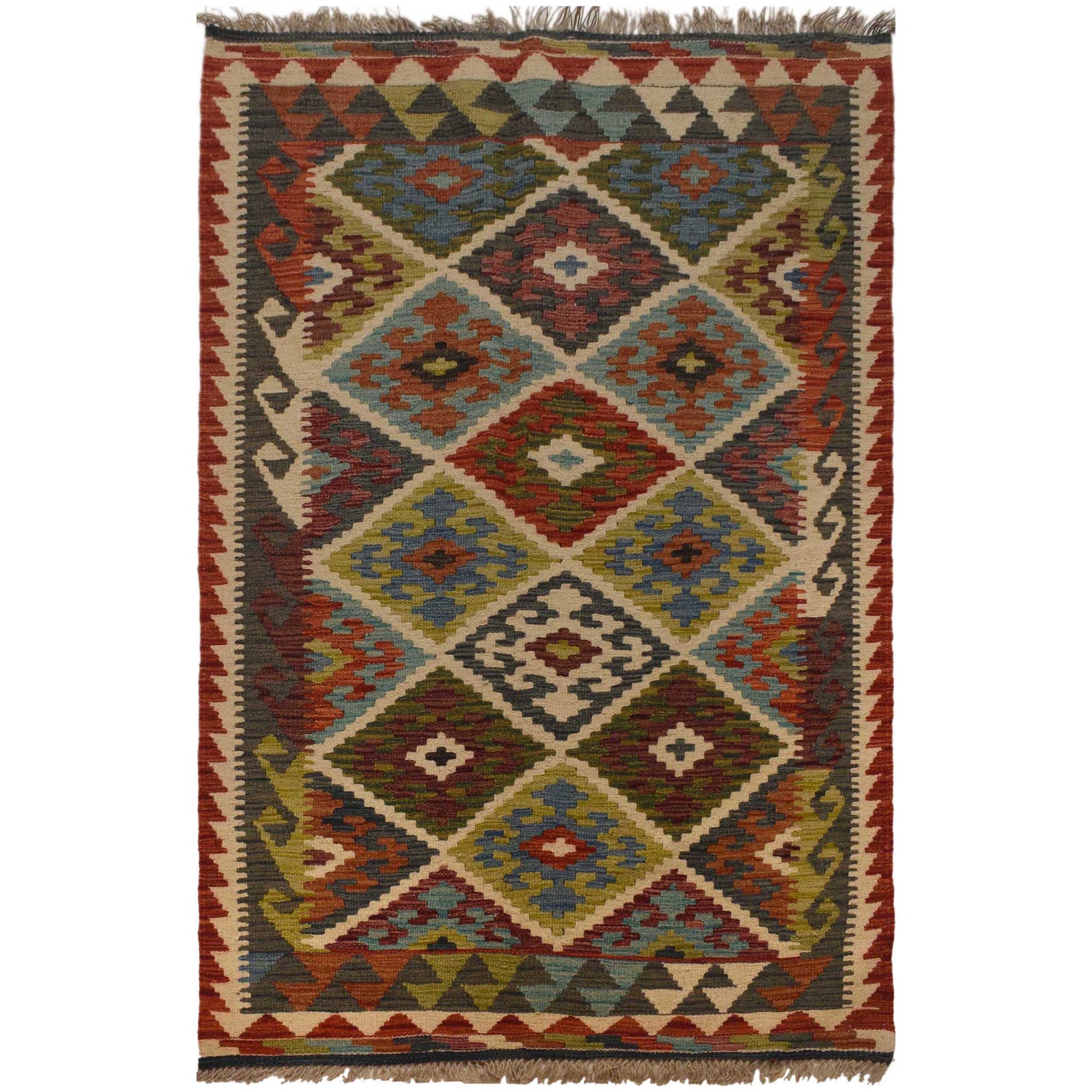 Handmade Vegetable Kilim 3' 3"  x 5' 5" (ft) - No. P35496