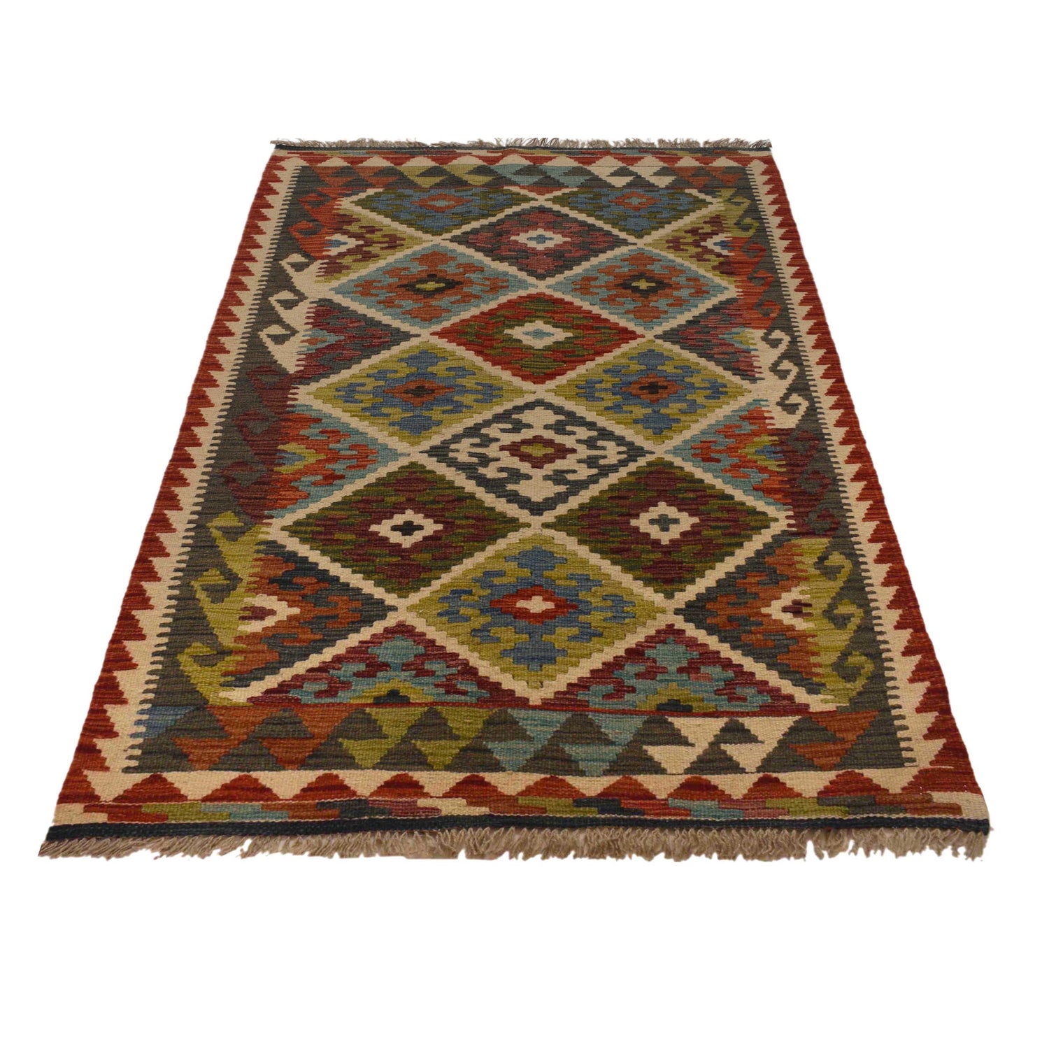 Handmade Vegetable Kilim 3' 3"  x 5' 5" (ft) - No. P35496