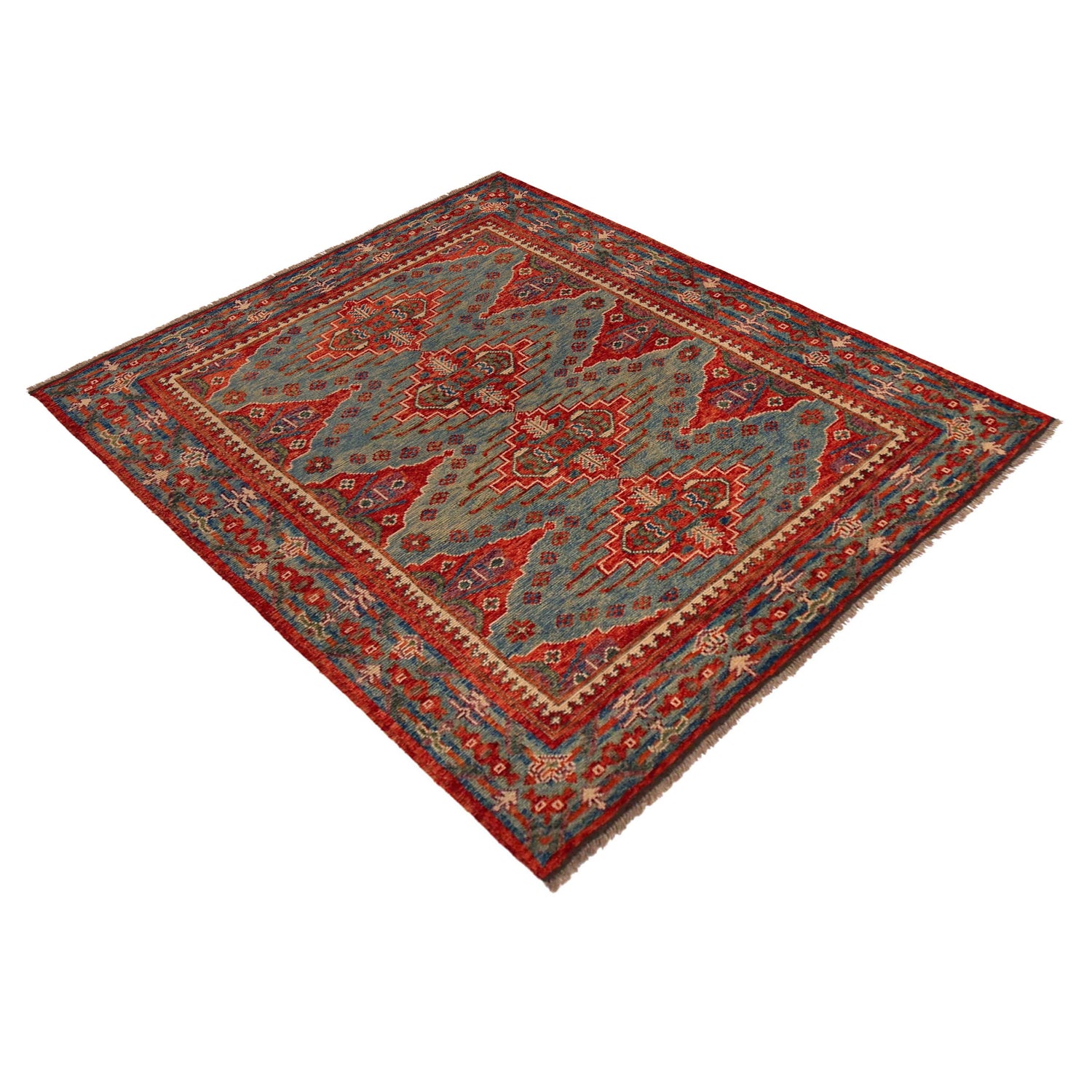 Blue Color Shirazi Rug 5' 1" x 6' 7" (ft) - No. P35680