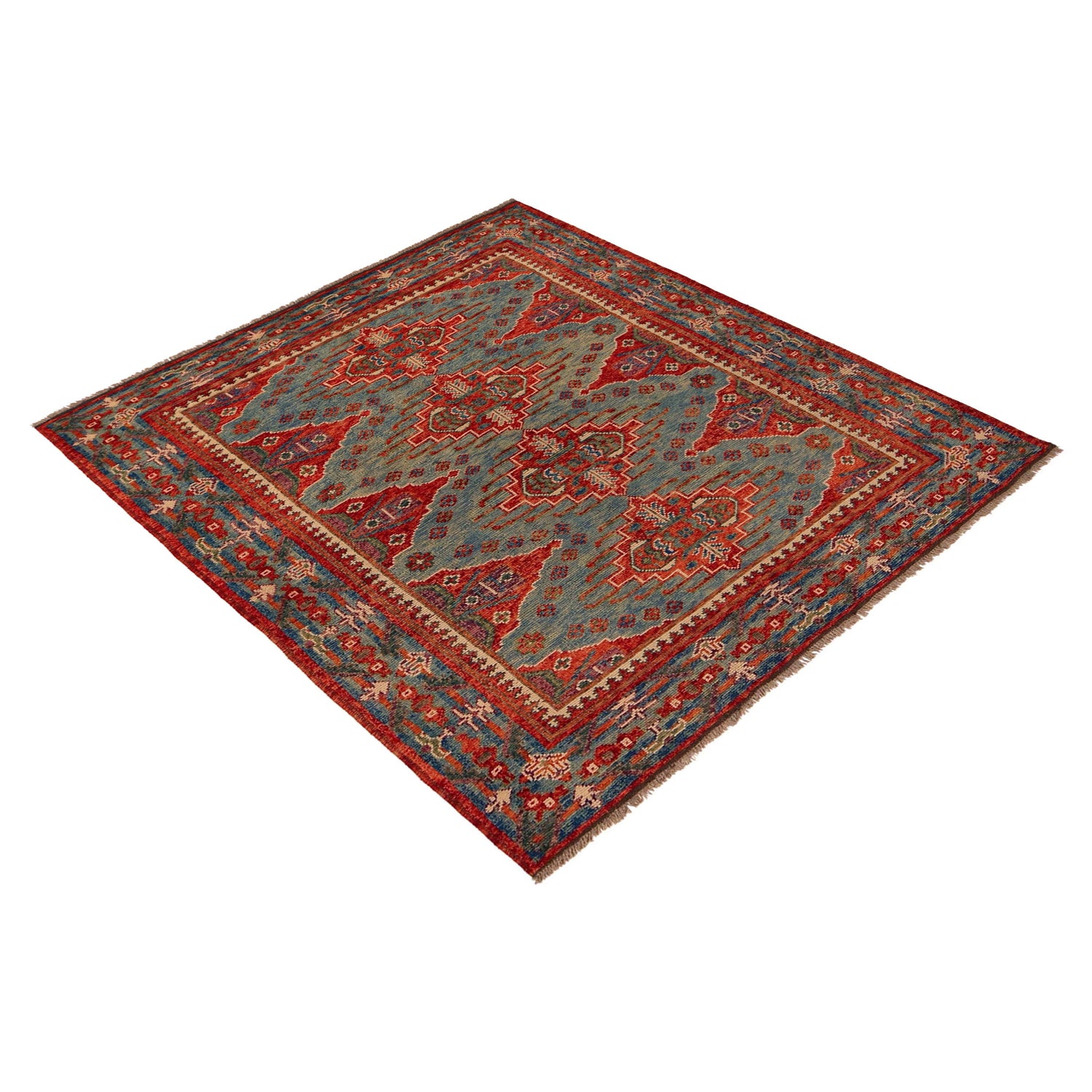 Blue Color Shirazi Rug 5' 1" x 6' 7" (ft) - No. P35680