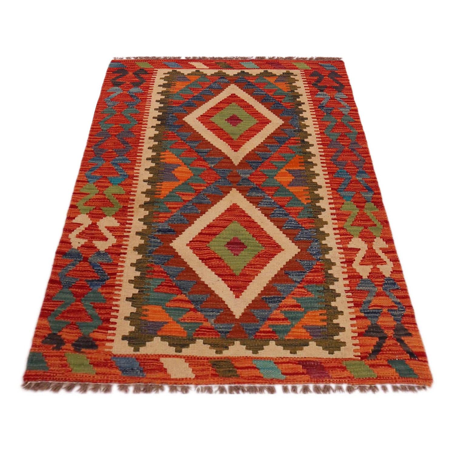 Handmade Vegetable Kilim 2' 9" x 4' 2" (ft) - No. P35758