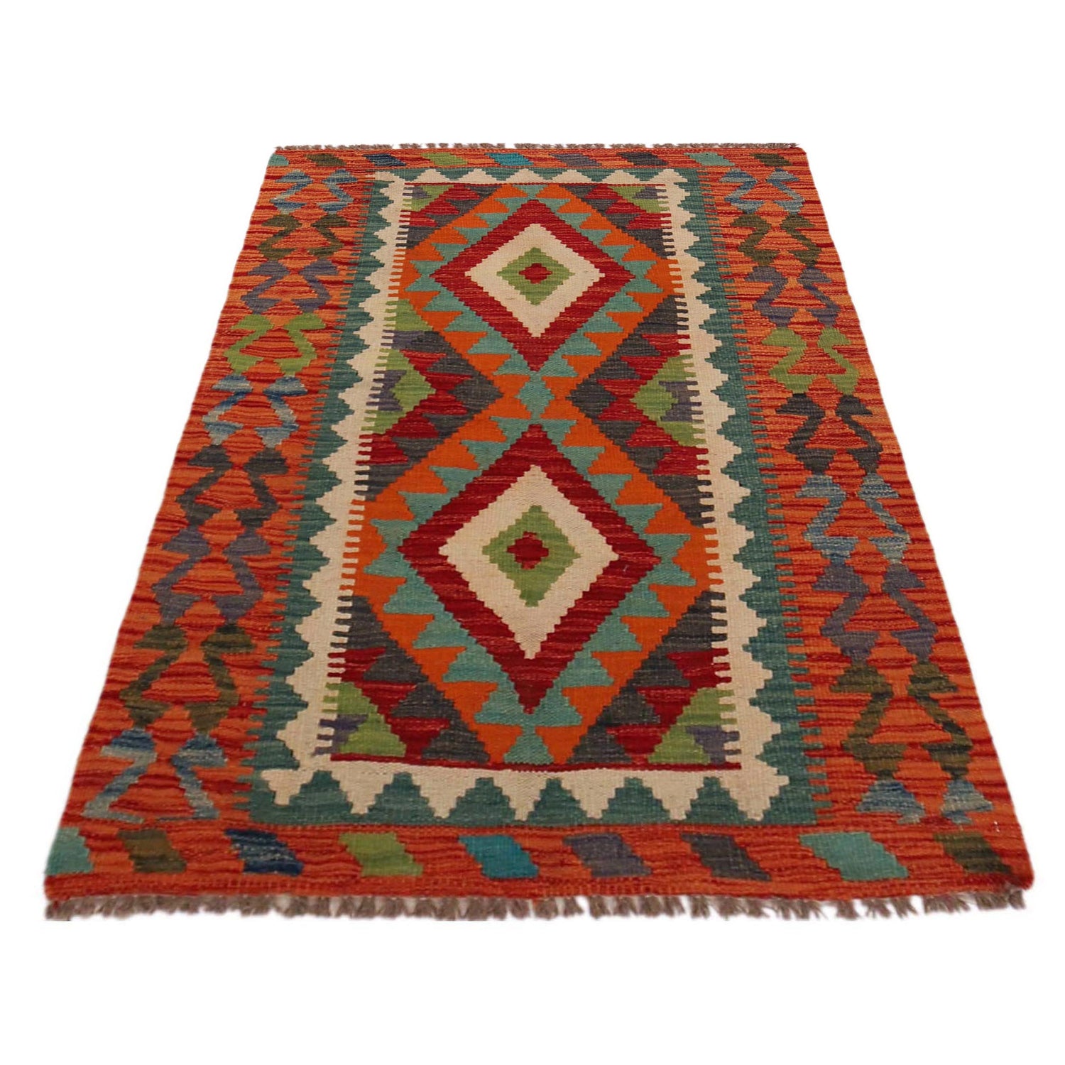 Handmade Vegetable Kelim 2' 9" x 4' 2" (ft) - No. P35767