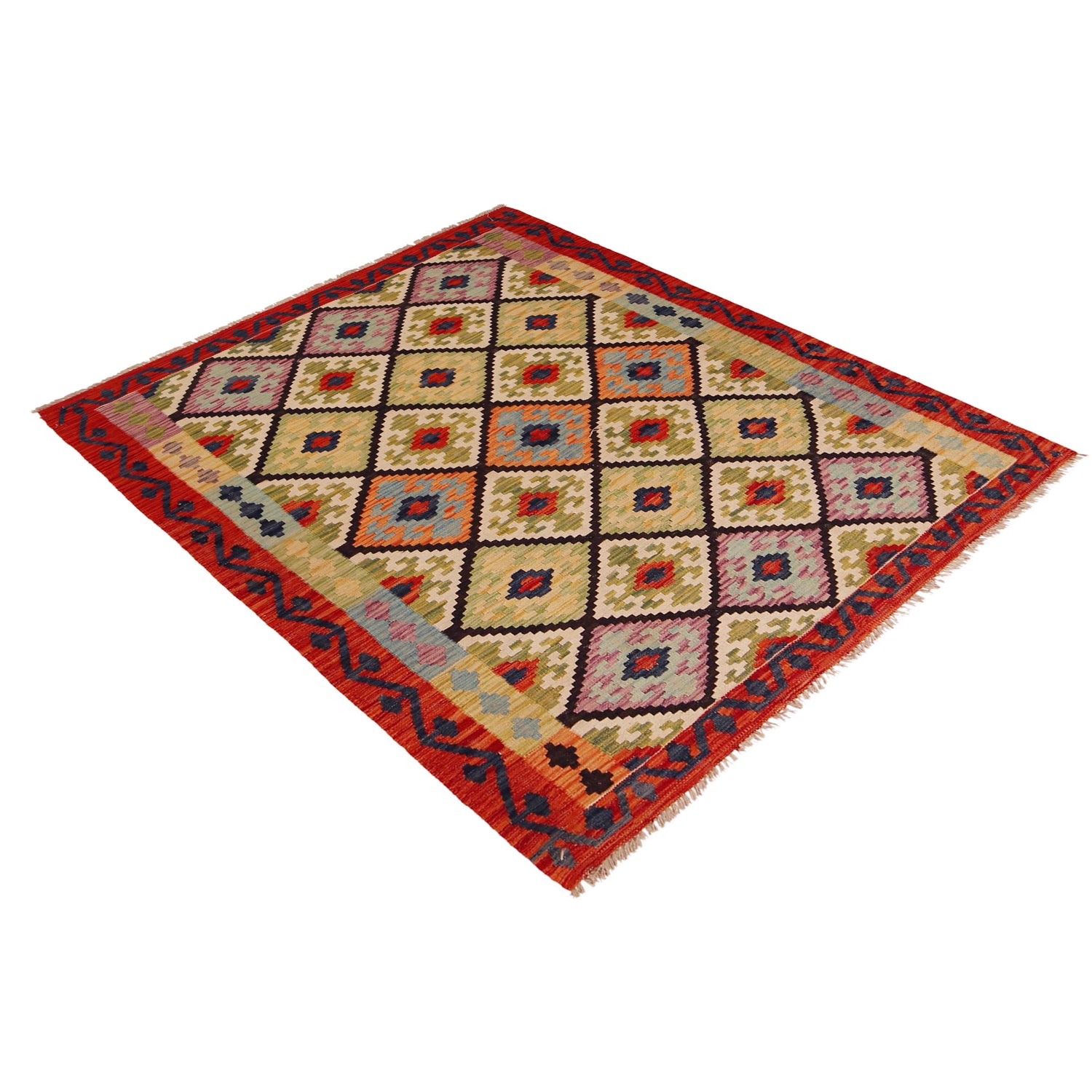 Handmade Vegetable Kelim 5' 1" x 6' 9" (ft) - No. P35839