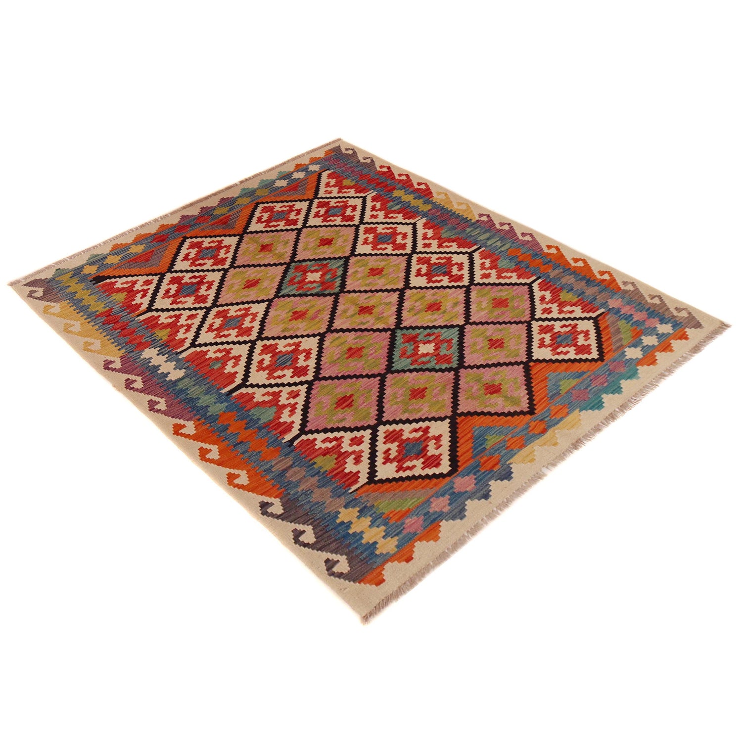 Handmade Vegetable Kilim 5' 0" x 6' 6" (ft) - No. P35842