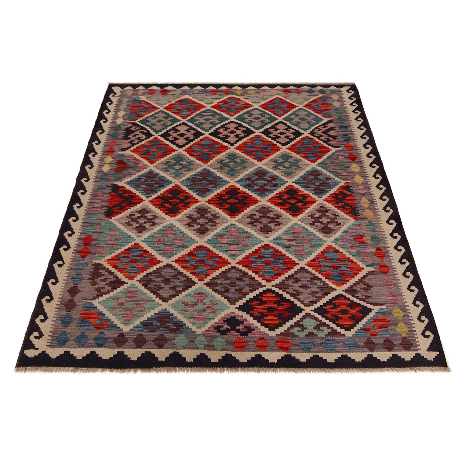 Handmade Vegetable Kelim 5' 0" x 6' 10" (ft) - No. P35855