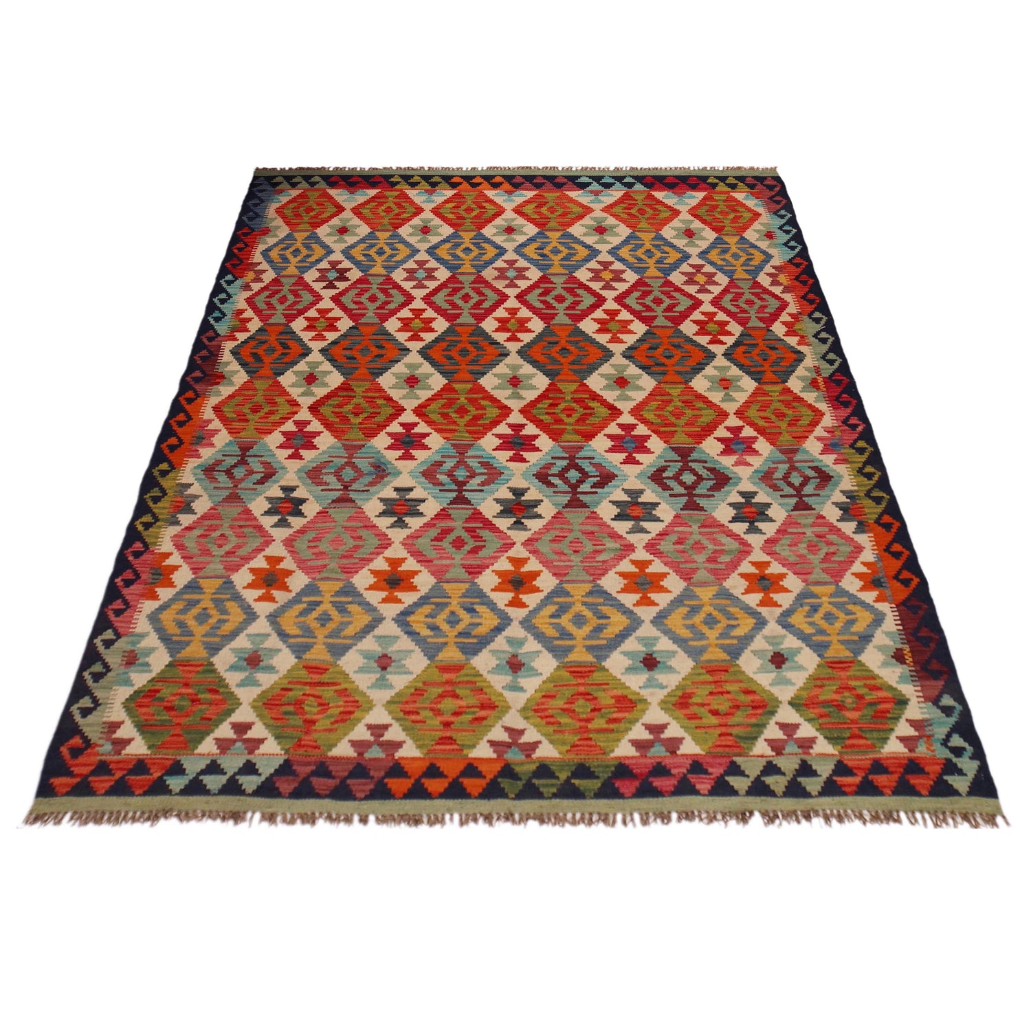 Handmade Vegetable Kilim 5' 8" x 7' 9" (ft) - No. P35993