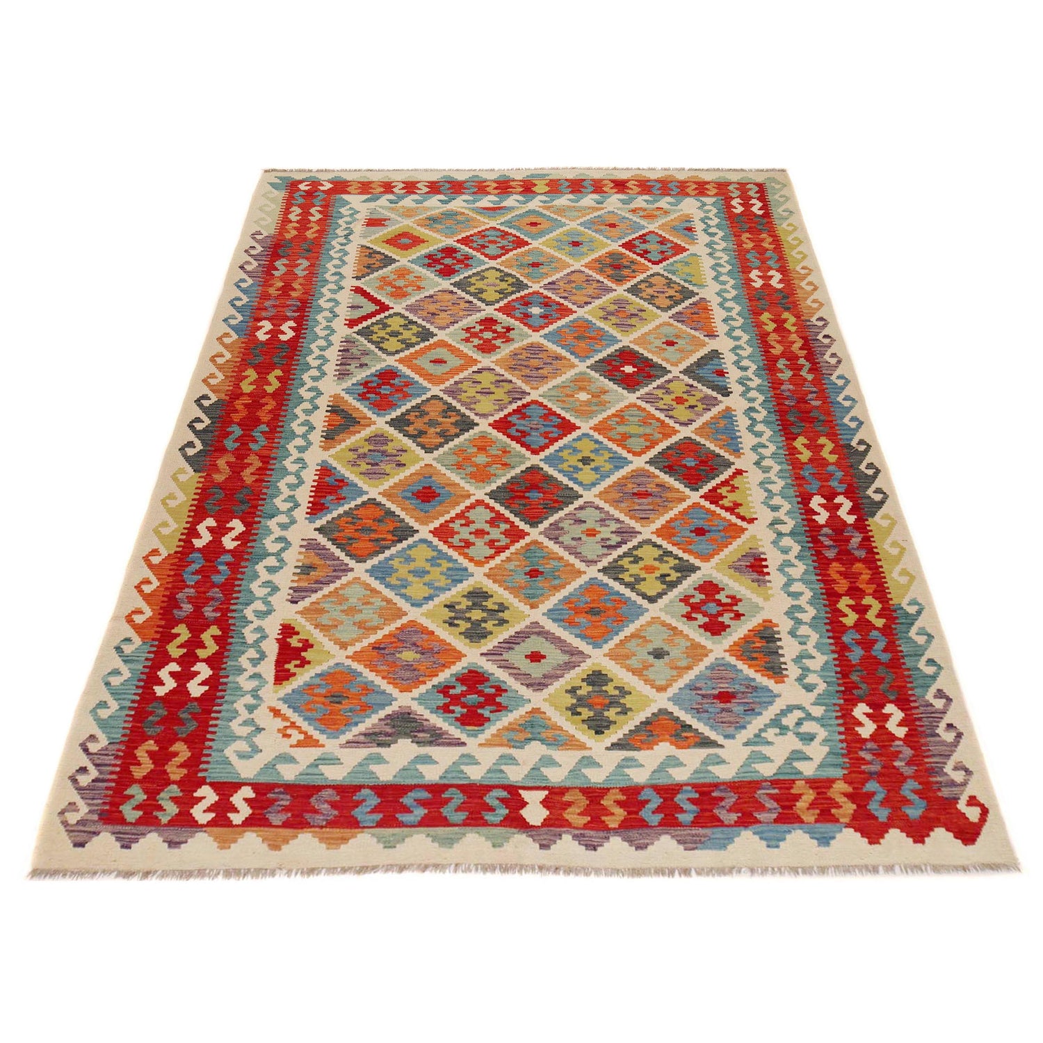 Handmade Vegetable Kilim 6' 8" x 9' 9" (ft) - No. P36075