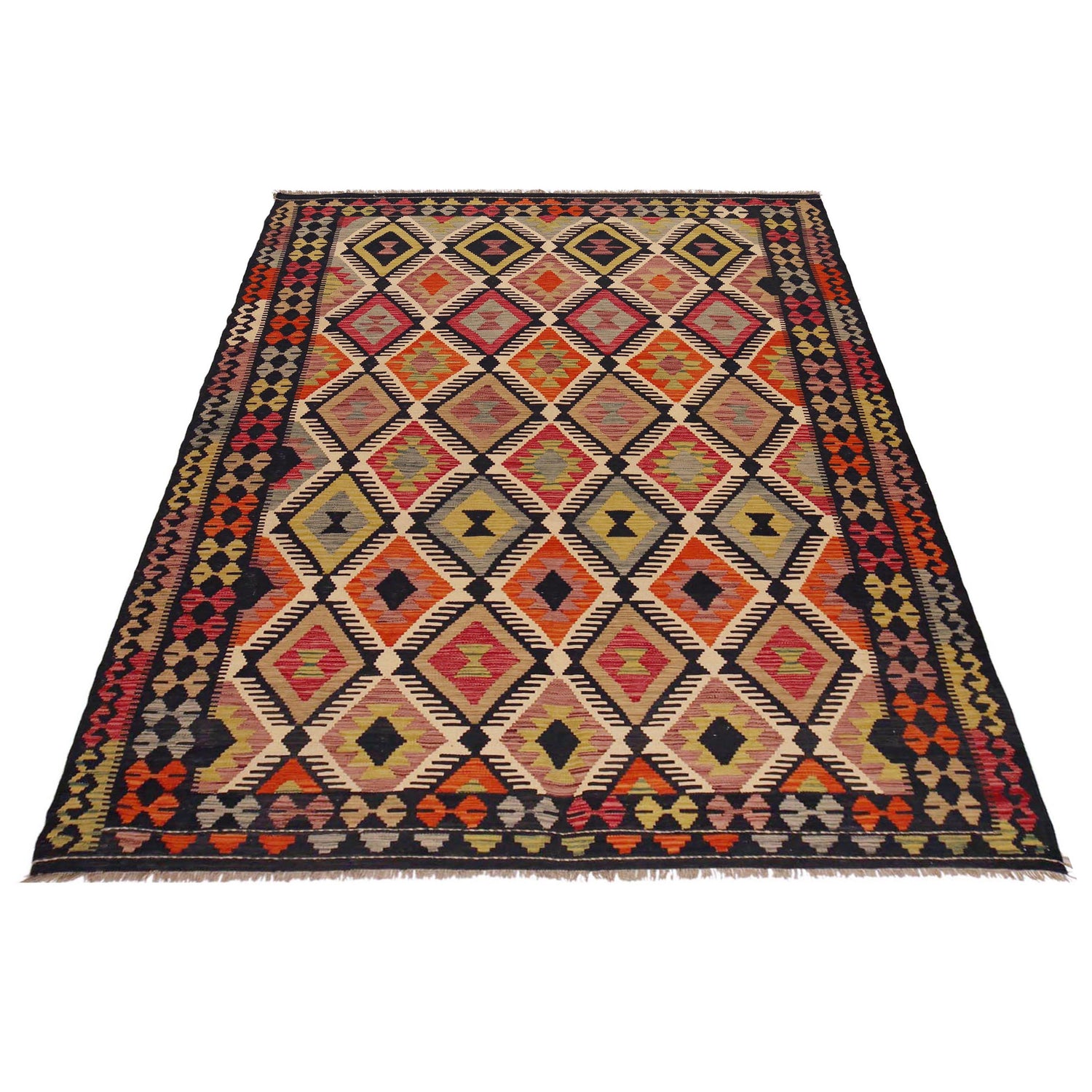 Handmade Vegetable Kelim 6' 4" x 9' 7" (ft) - No. P36076