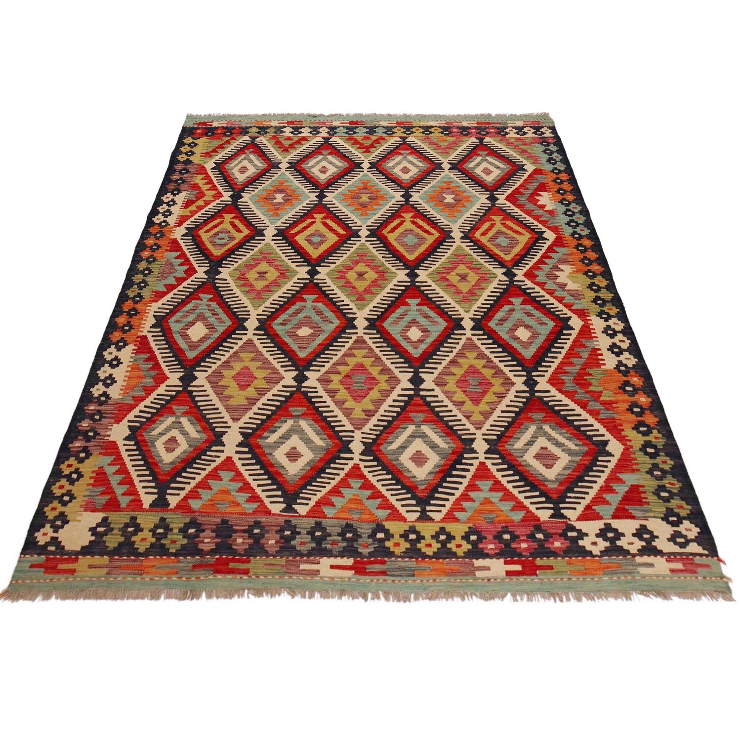 Handmade Vegetable Kilim 5' 9" x 7' 10" (ft) - No. P36085