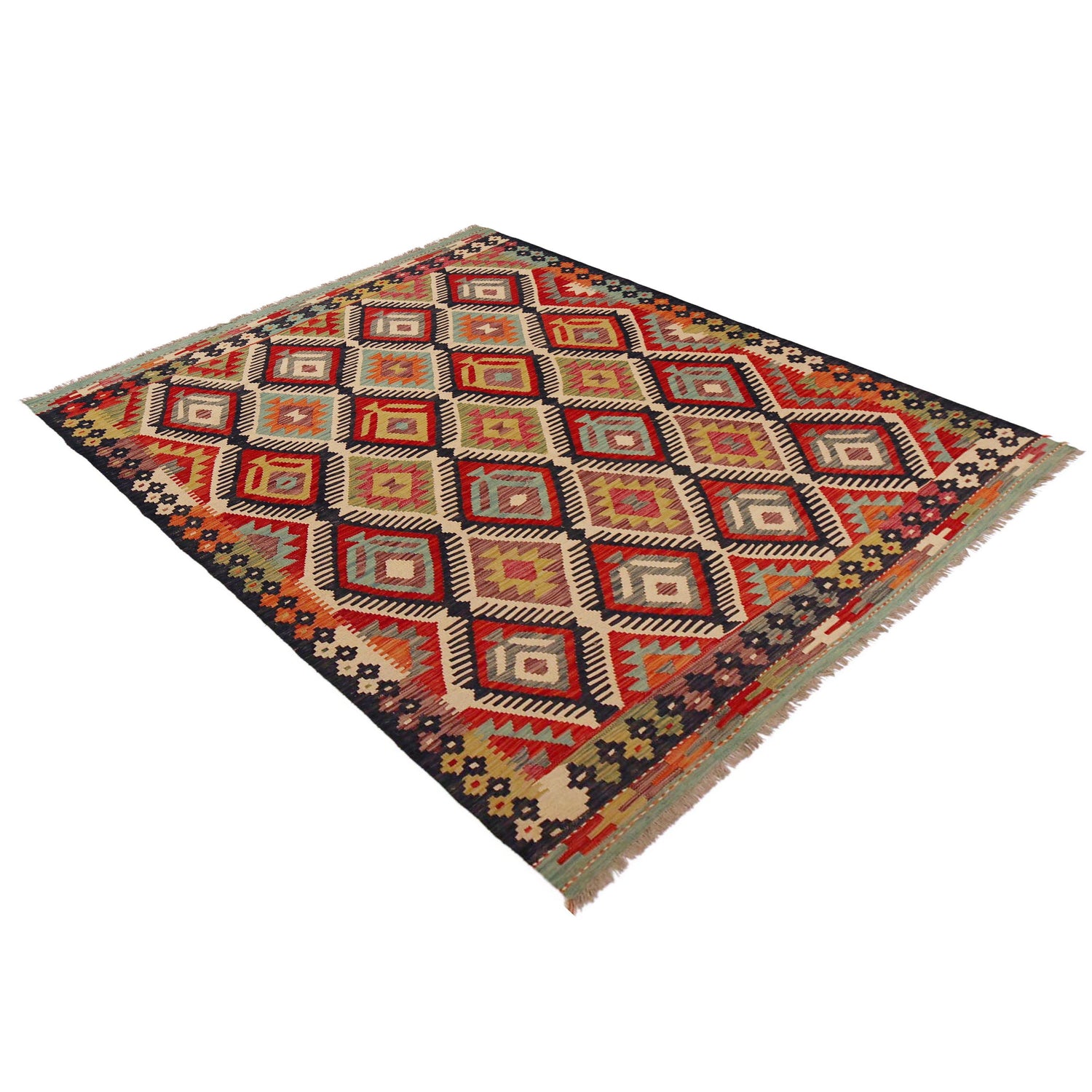 Handmade Vegetable Kilim 5' 9" x 7' 10" (ft) - No. P36085
