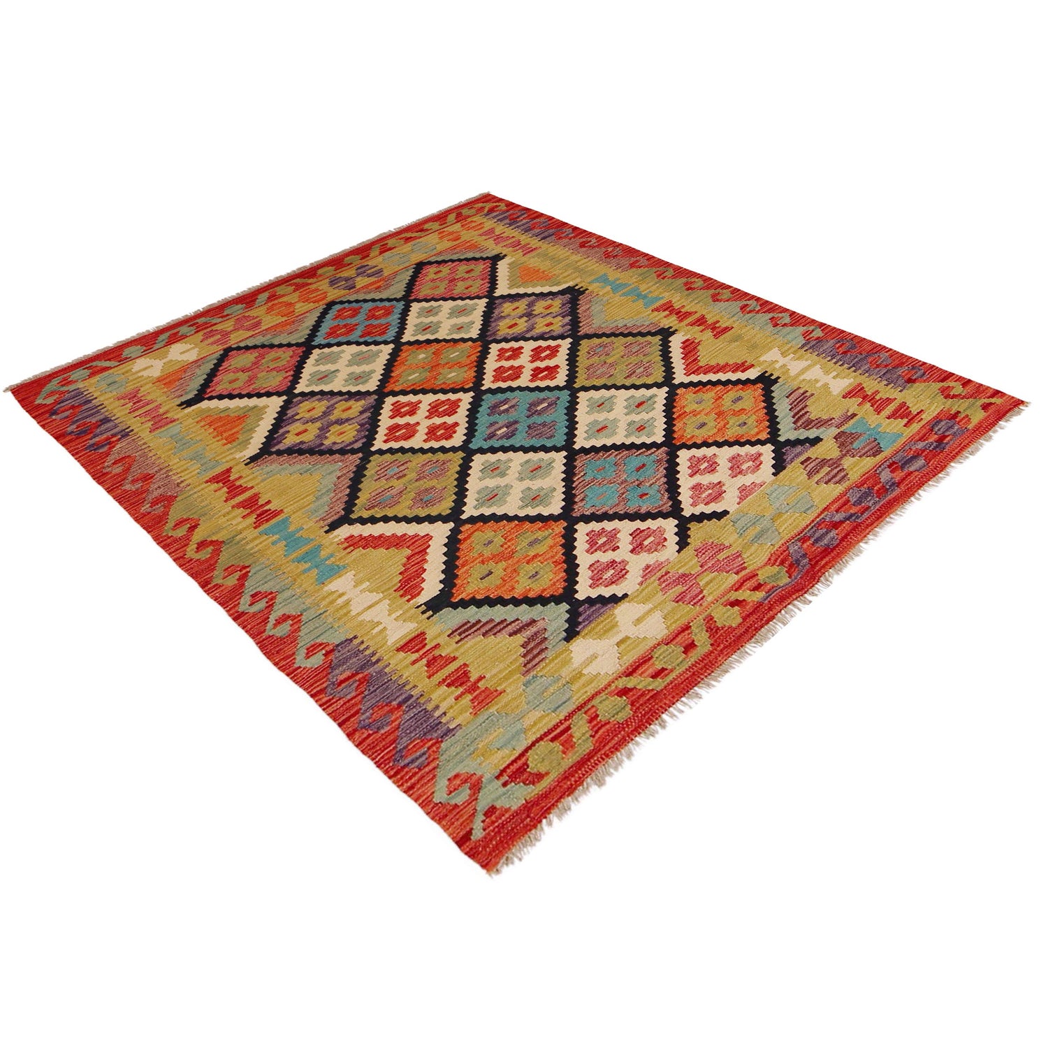 Handmade Vegetable Kilim 4' 5" x 5' 7" (ft) - No. P36104