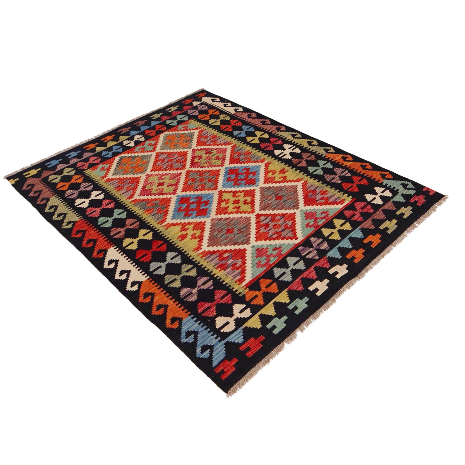 Handmade Vegetable Kilim 4' 1" x 5' 7" (ft) - No. P36108