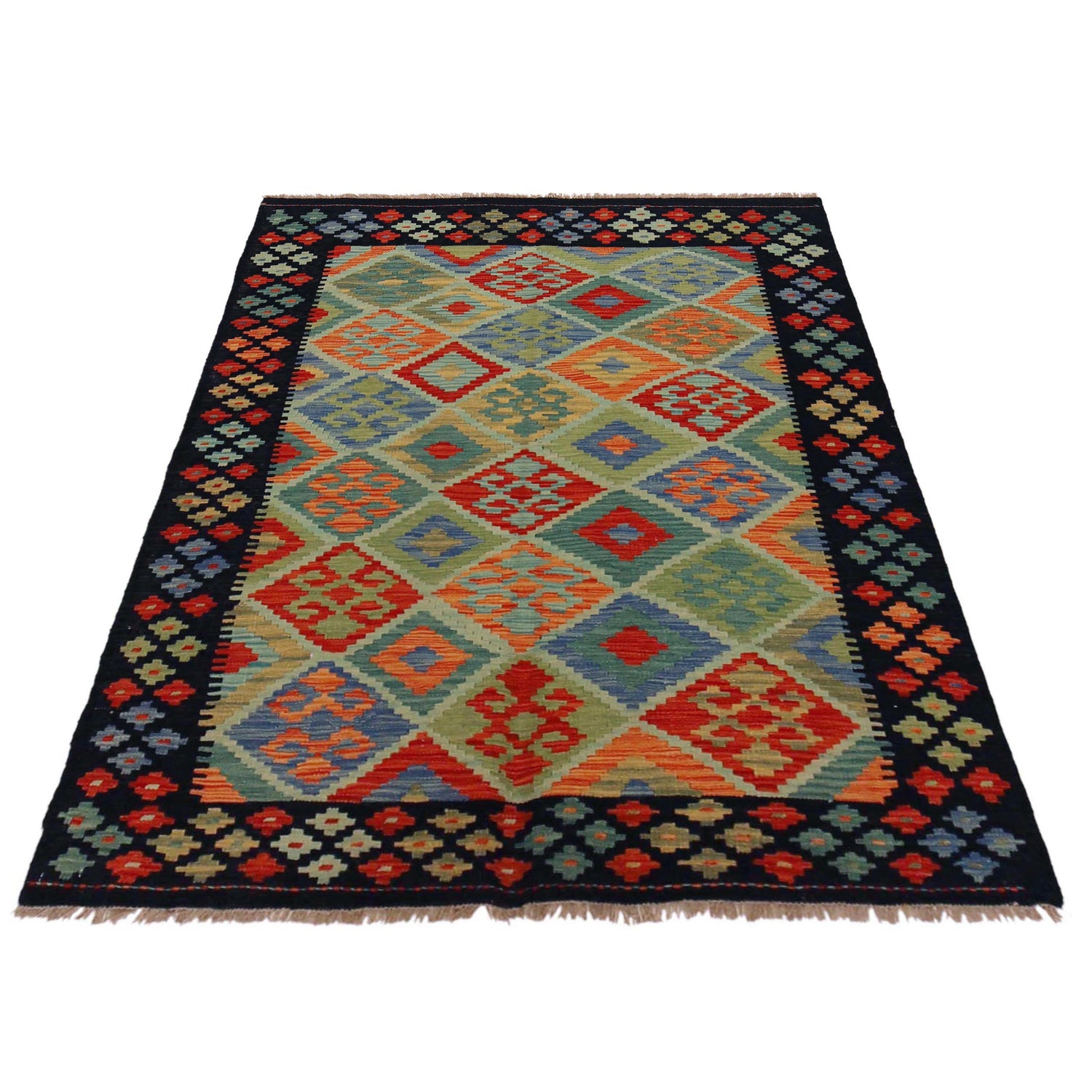 Handmade Vegetable Kelim 4' 0" x 5' 7" (ft) - No. P36109