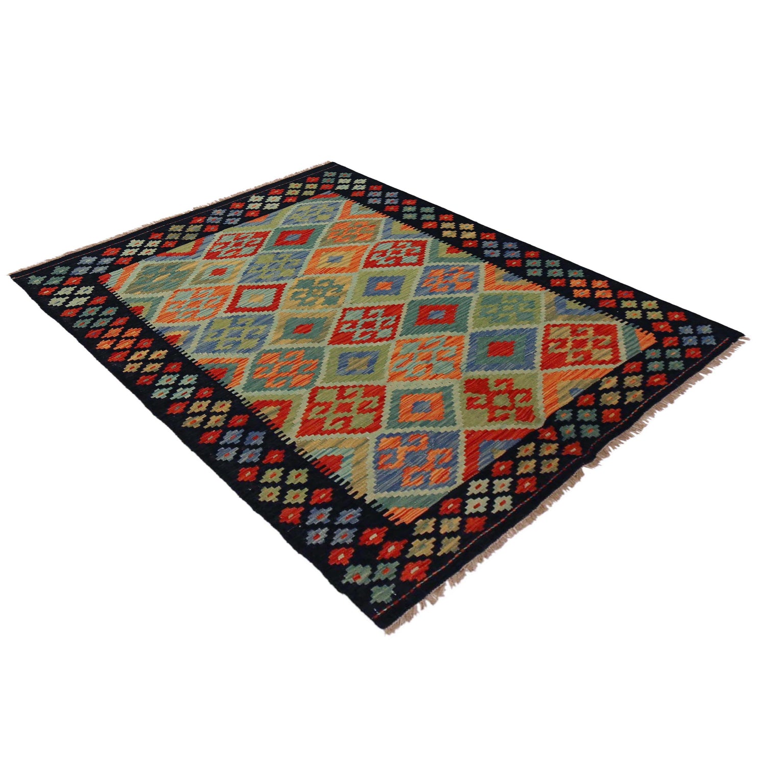 Handmade Vegetable Kelim 4' 0" x 5' 7" (ft) - No. P36109