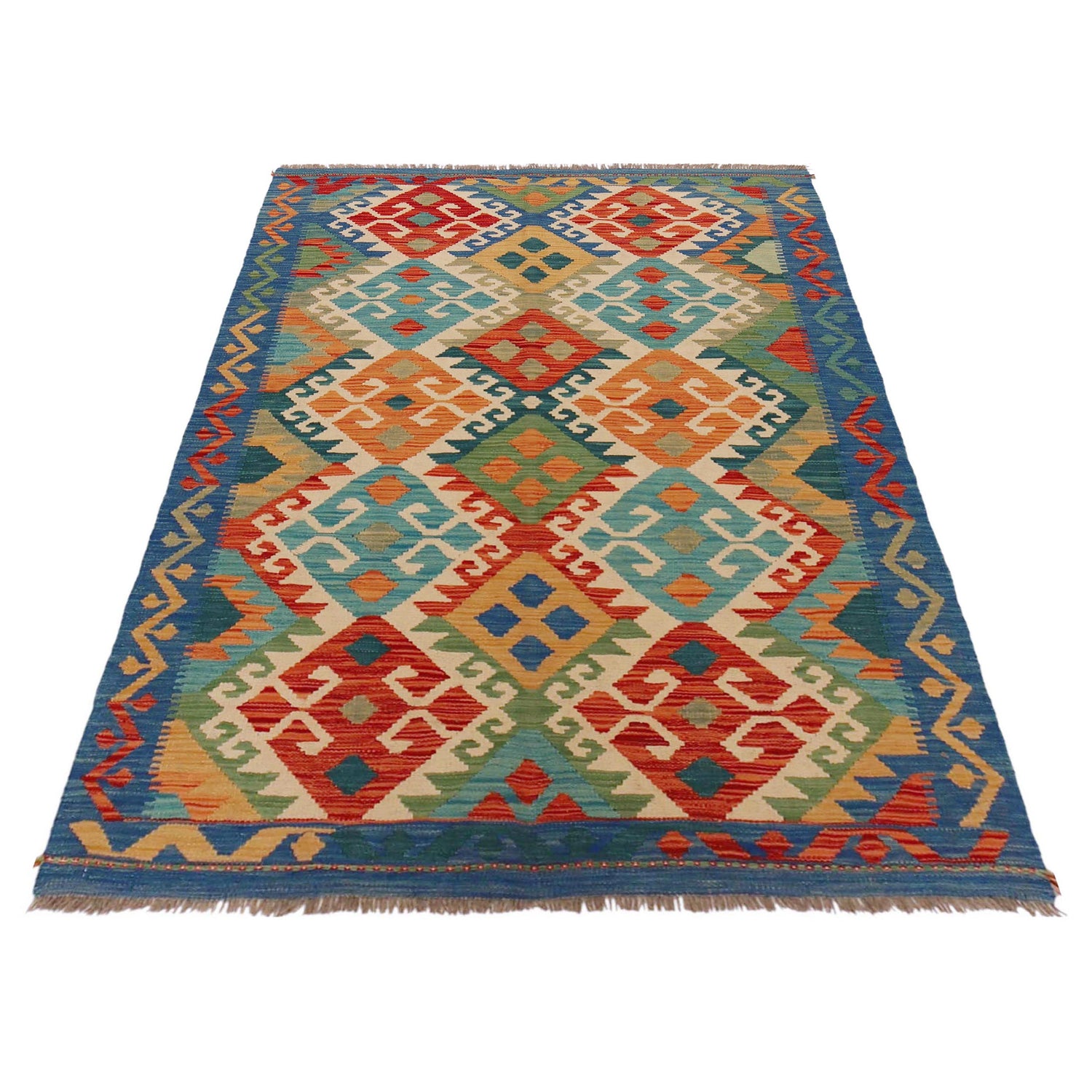 Handmade Vegetable Kilim 4' 0" x 5' 10" (ft) - No. P36110