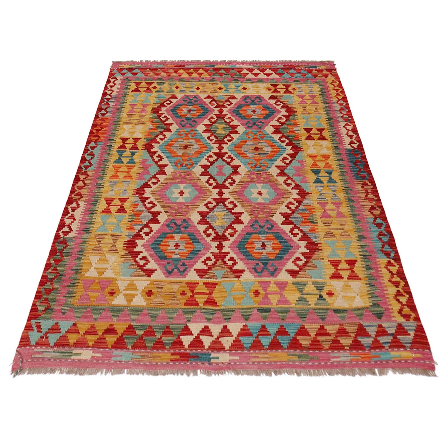 Handmade Vegetable Kilim 4' 1" x 6' 2" (ft) - No. P36120