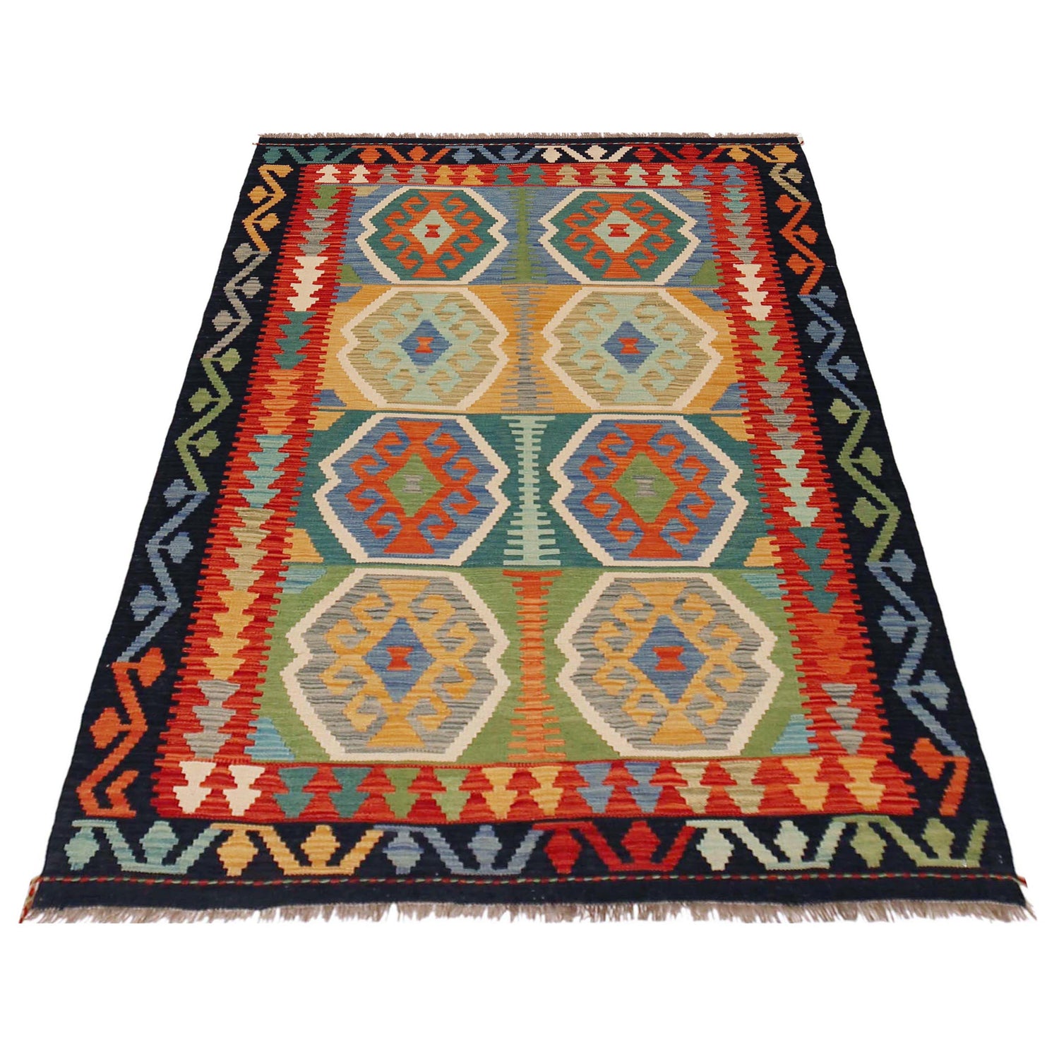 Handmade Vegetable Kilim 3' 11" x 6' 5" (ft) - No. P36123