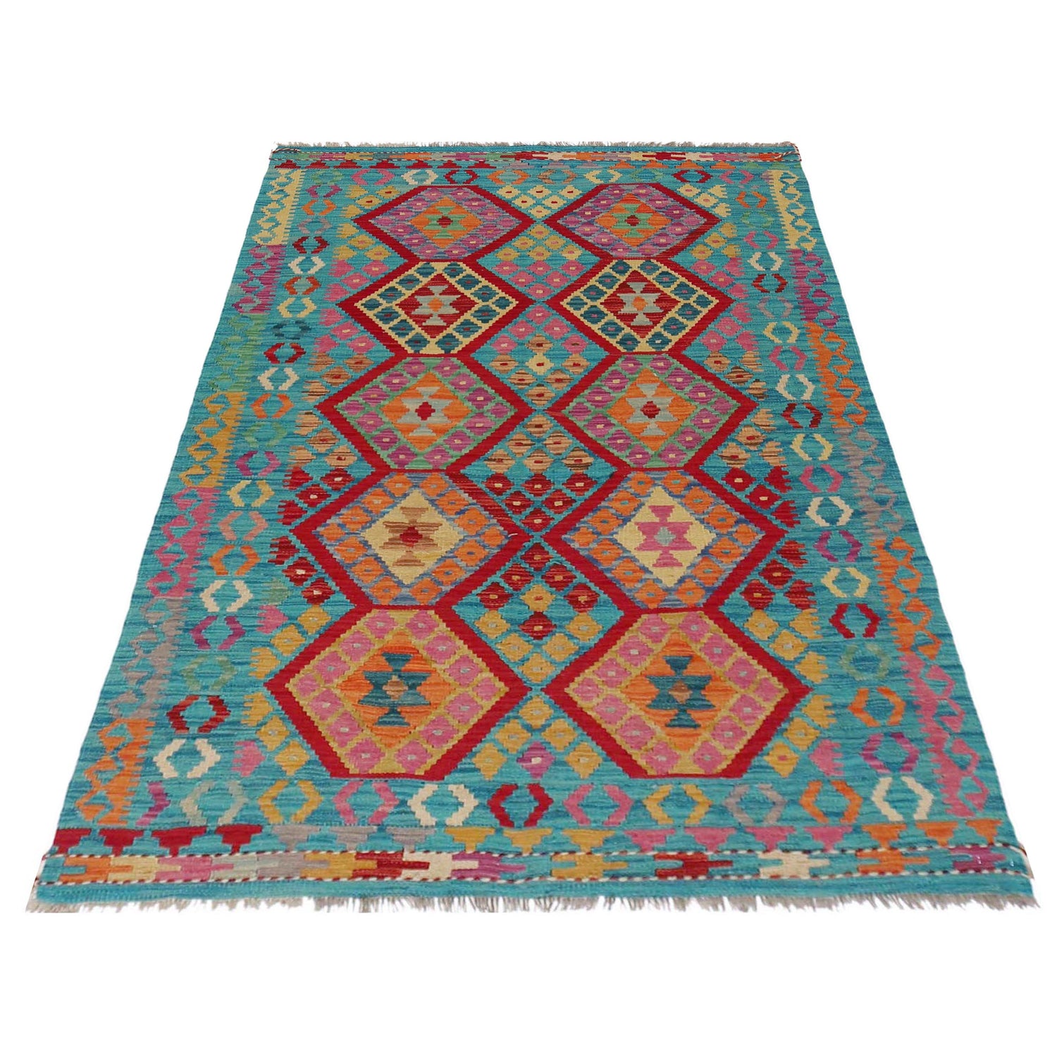 Handmade Vegetable Kilim 4' 2" x 6' 7" (ft) - No. P36125