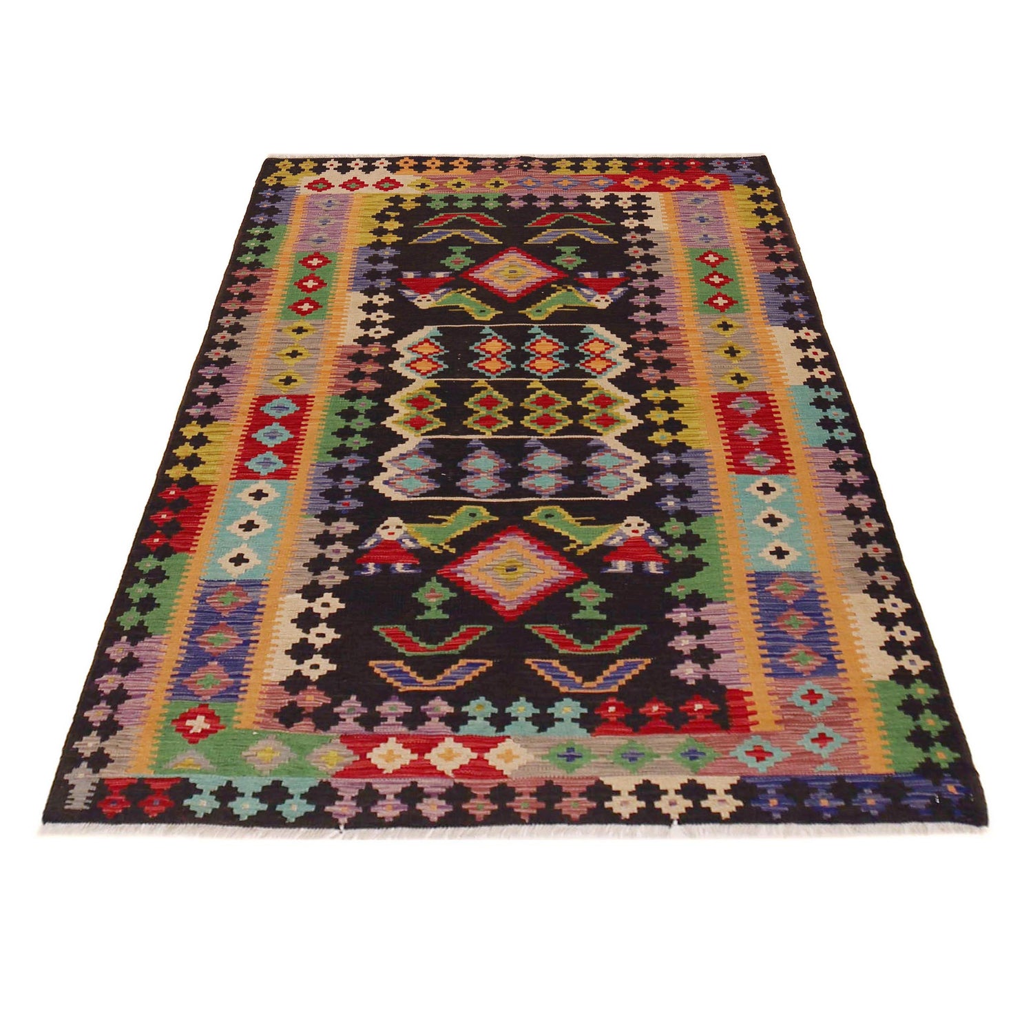 Handmade Vegetable Kilim 4' 2" x 6' 2" (ft) - No. P36127