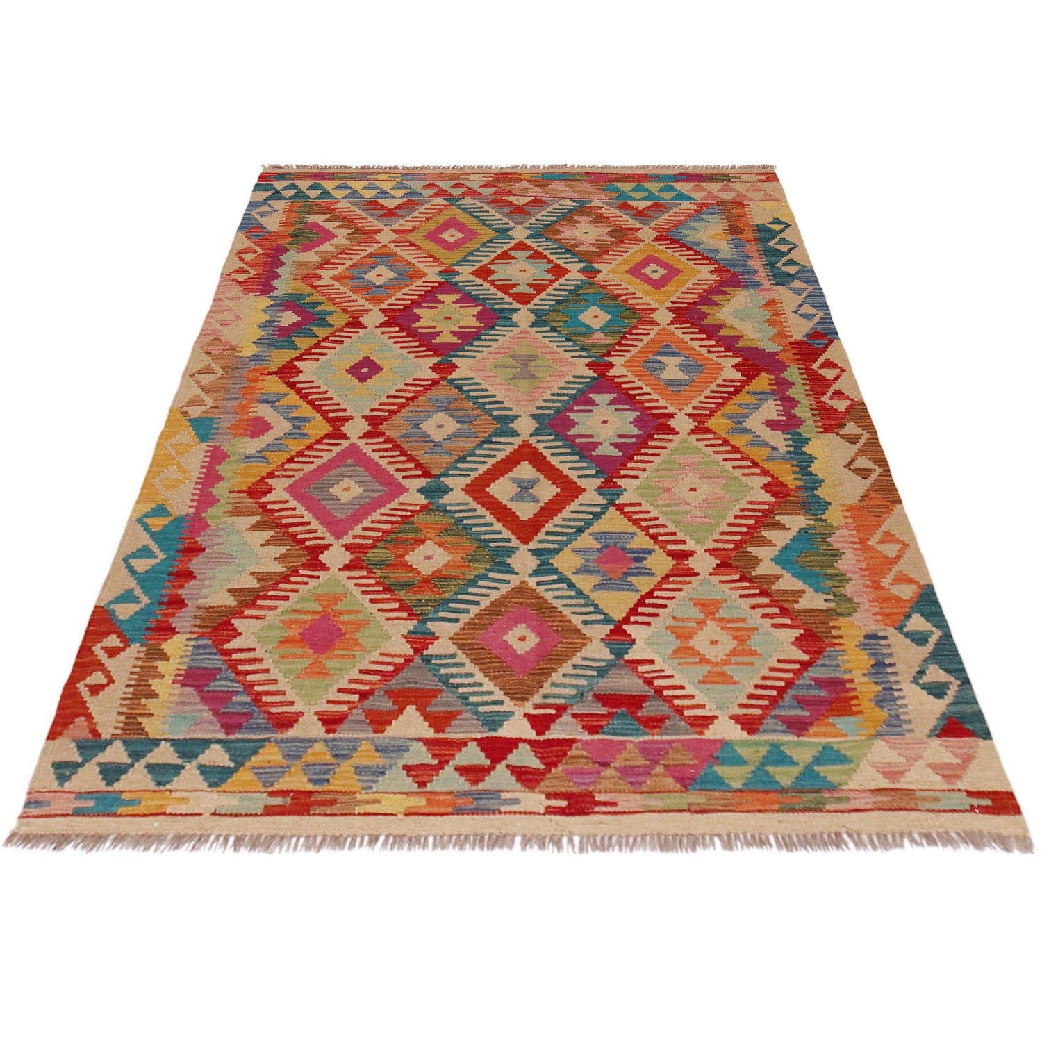 Handmade Vegetable Kilim 4' 2" x 5' 8" (ft) - No. P36129