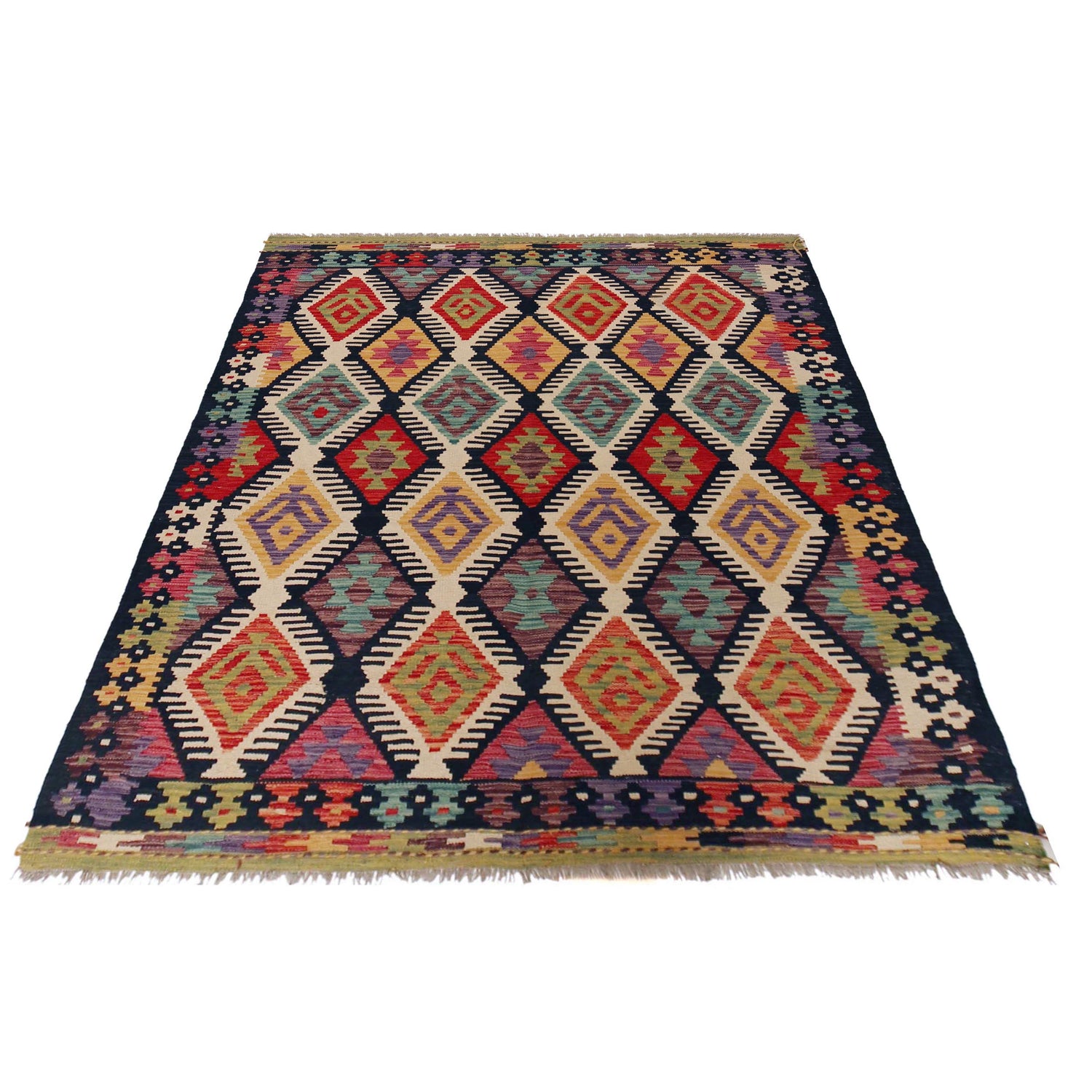 Handmade Vegetable Kilim 5' 2" x 6' 7" (ft) - No. P36142