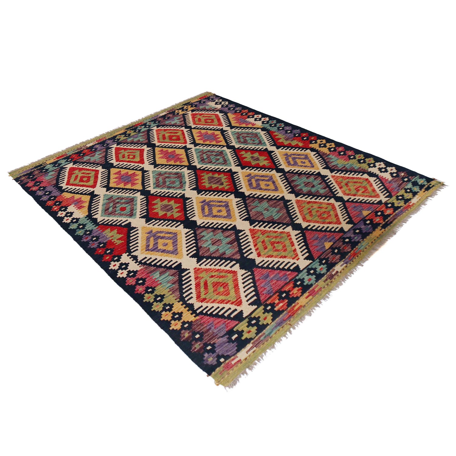 Handmade Vegetable Kilim 5' 2" x 6' 7" (ft) - No. P36142