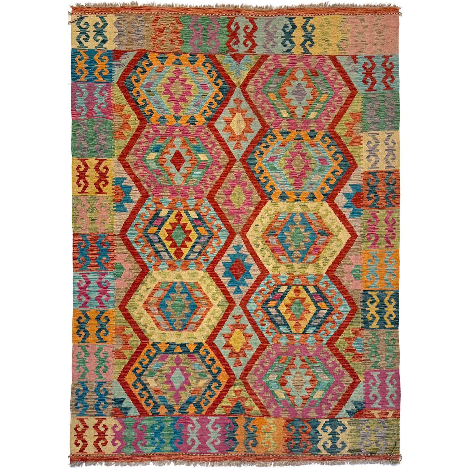 Handmade Vegetable Kilim 5' 11" x 8' 3" (ft) - No. P36143