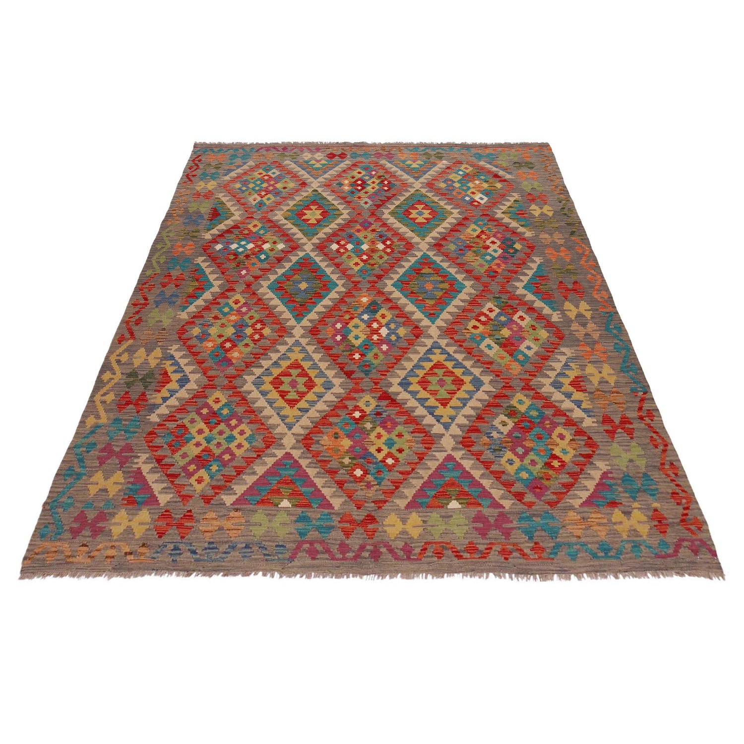 Handmade Vegetable Kilim 6' 3" x 8' 0" (ft) - No. P36150