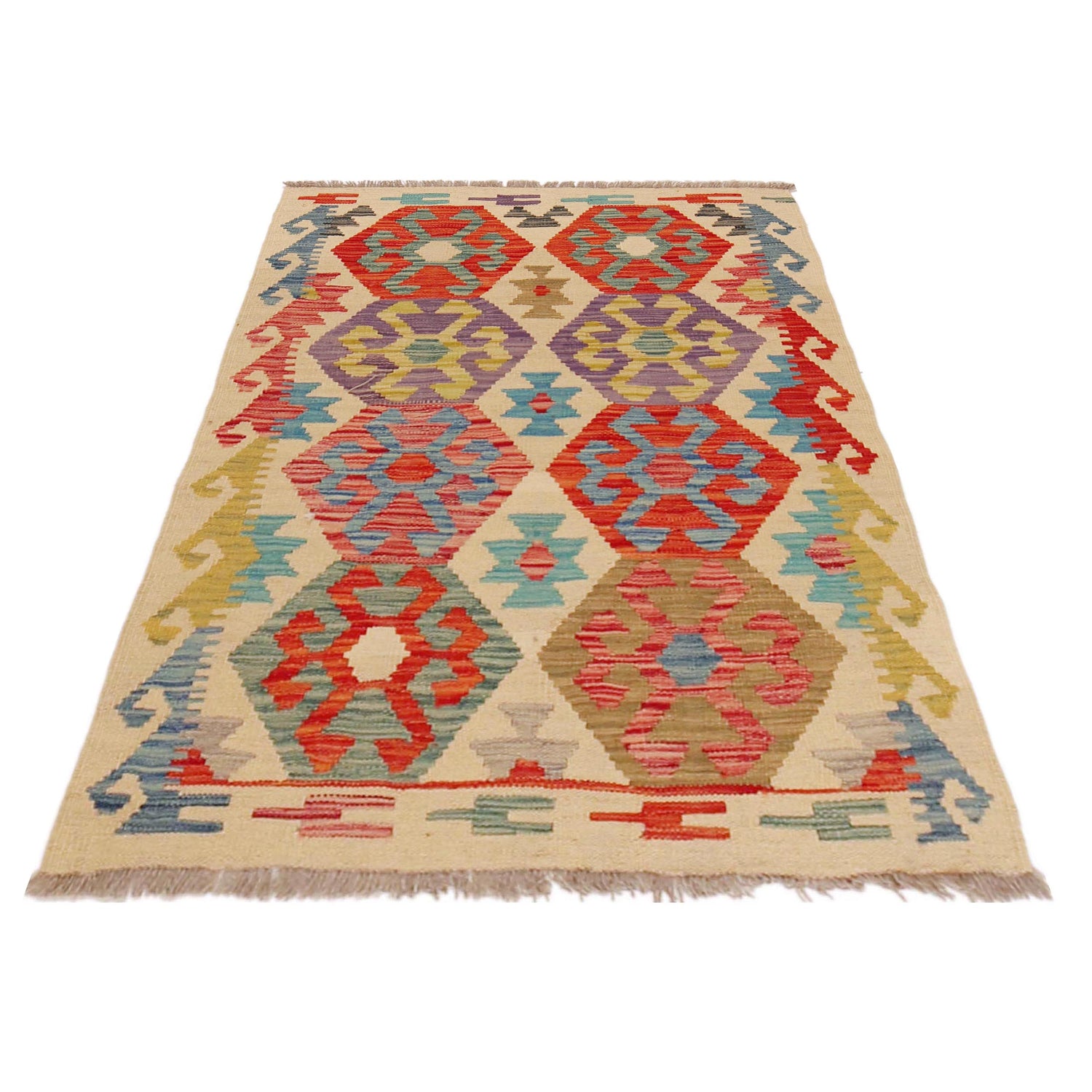 Handmade Vegetable Kelim 2' 9" x 3' 11" (ft) - No. P36238