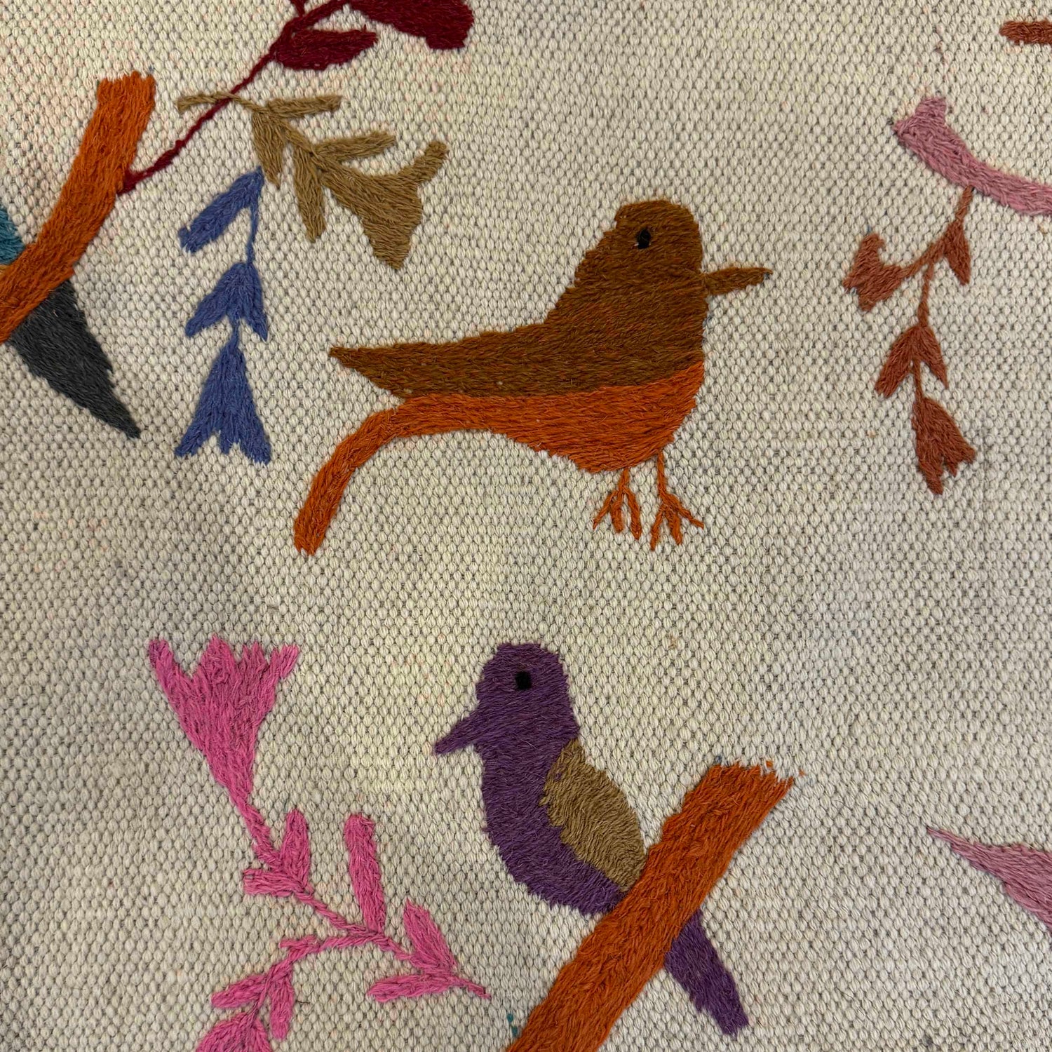 Ivory Color Embroidery Flatweave Kilim 2' 6" x 4' 6" (ft)- No. P36545