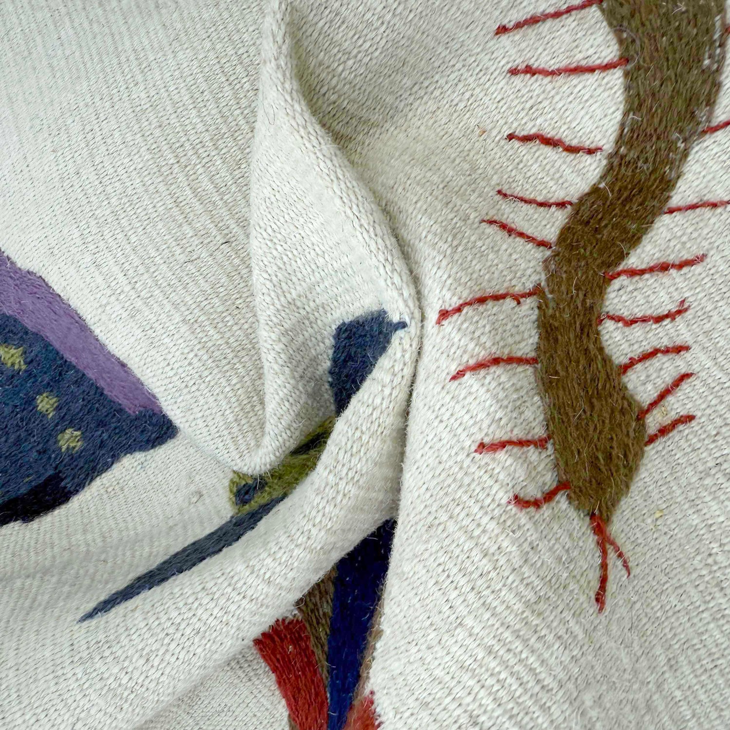 Shape Embroidery Dhurrie 3' 11" x 6' 3" (ft) - No. P36723