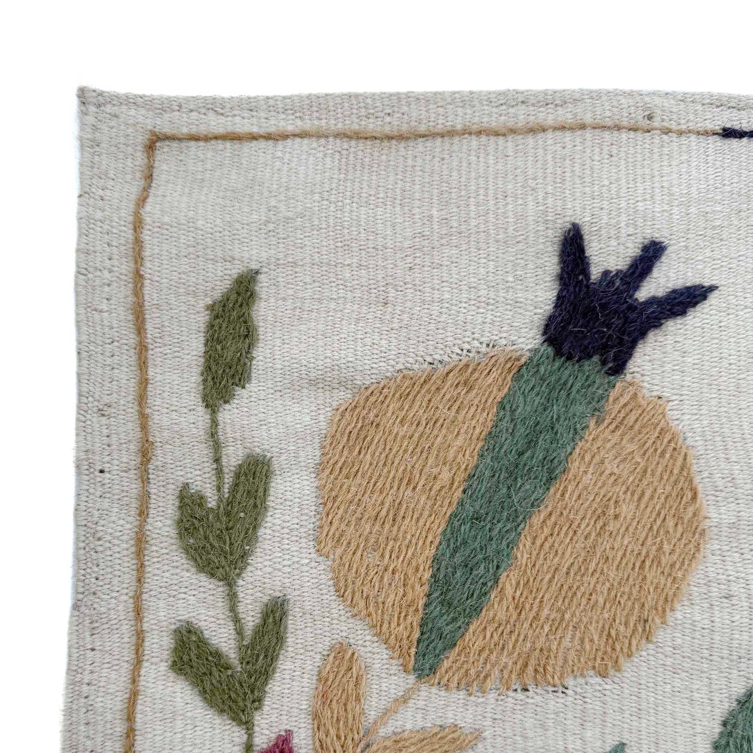 Ivory Color Embroidery Flatweave Kilim 3' 11" x 6' 3" (ft) - No. P36724