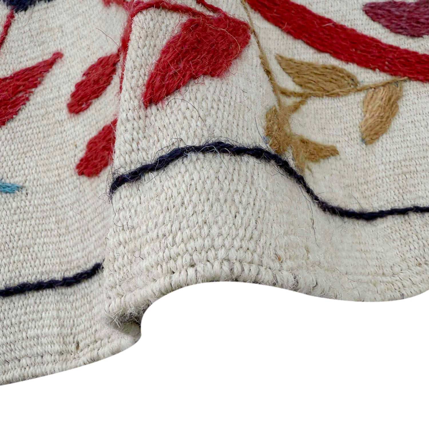 Ivory Color Embroidery Flatweave Kilim 3' 11" x 6' 3" (ft) - No. P36724