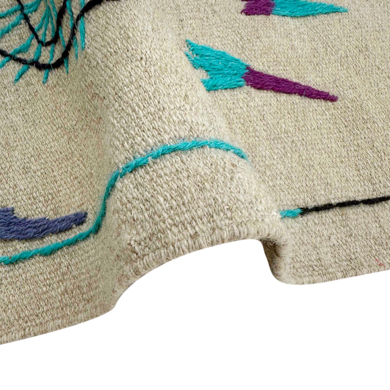 Ivory Color Embroidery Flatweave Kilim 3' 8" x 6' 3" (ft) - No. P36865