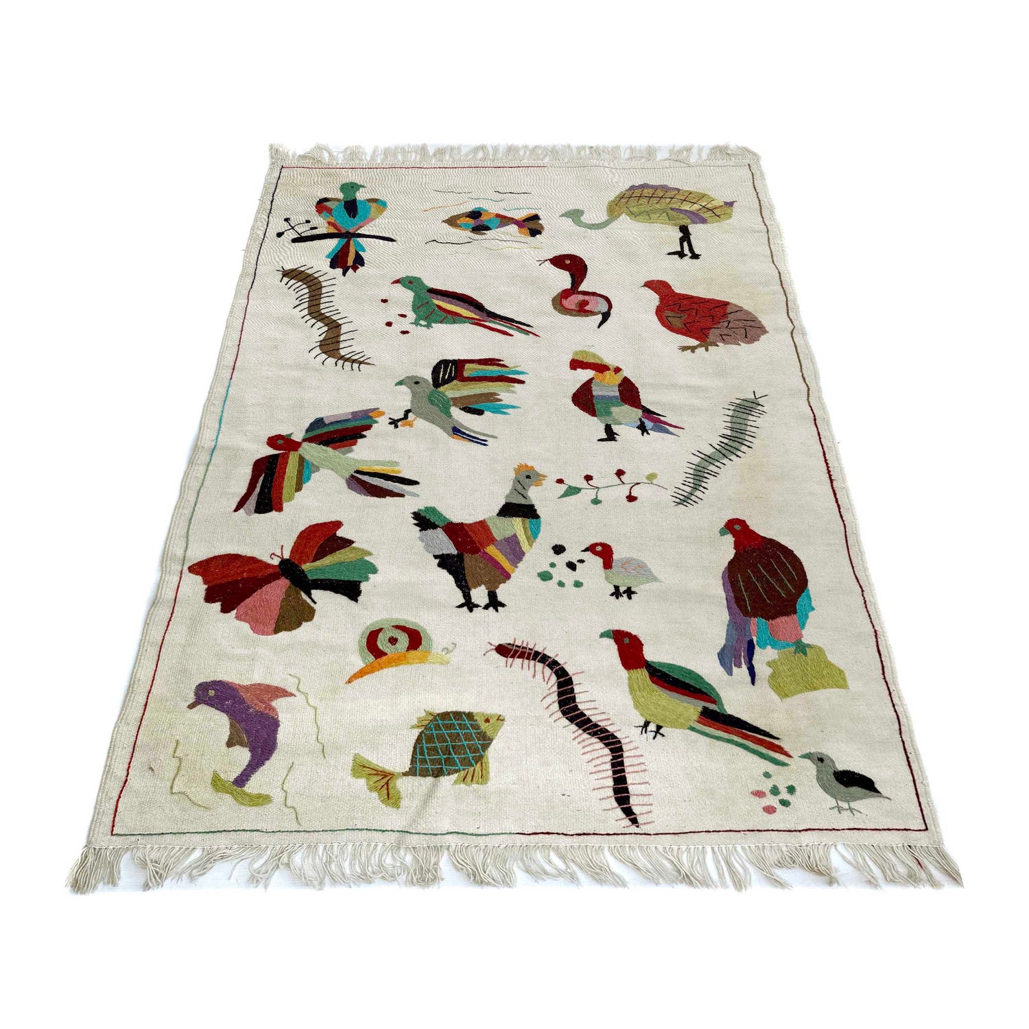 Hand Knotted Embroidery Kilim 4' 0" x 6' 4" (ft) - No. P36867