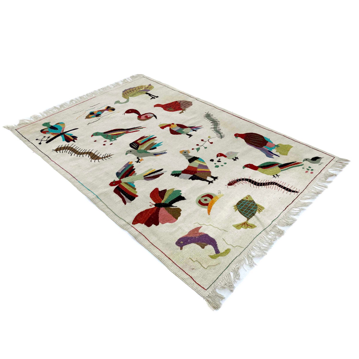 Hand Knotted Embroidery Kilim 4' 0" x 6' 4" (ft) - No. P36867