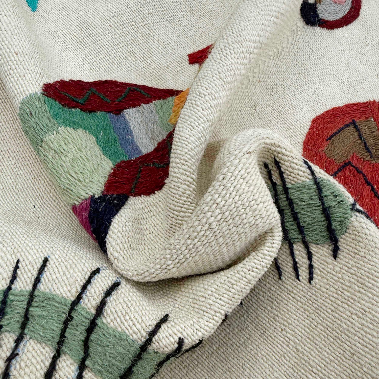Hand Knotted Embroidery Kilim 4' 0" x 6' 4" (ft) - No. P36867