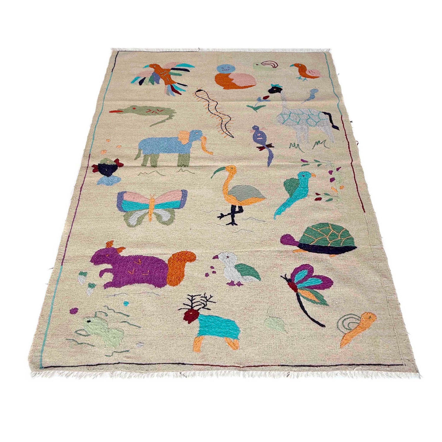 Handmade Embroidery Kilim 3' 8" x 6' 2" (ft) - No. P36868