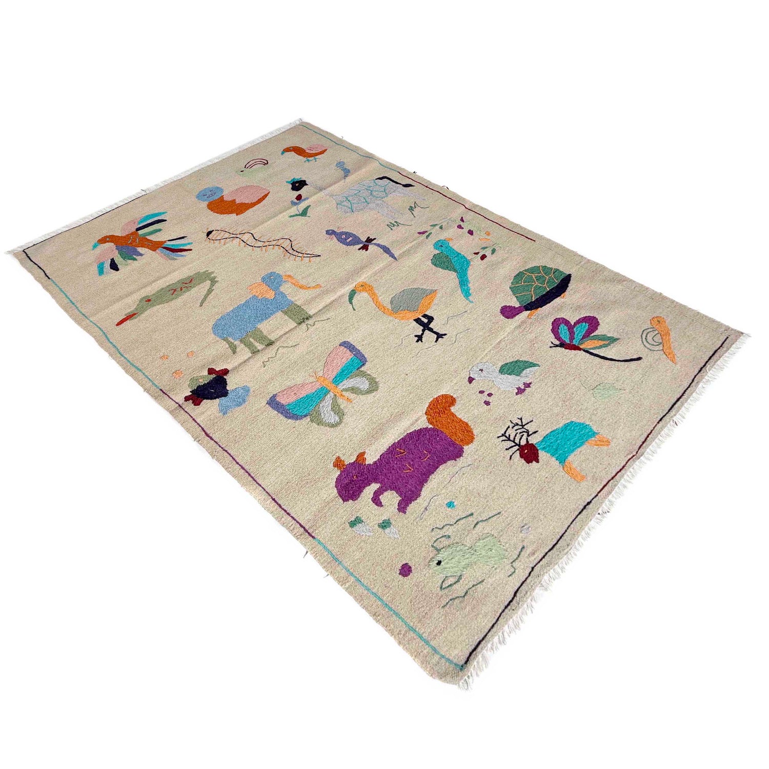 Handmade Embroidery Kilim 3' 8" x 6' 2" (ft) - No. P36868