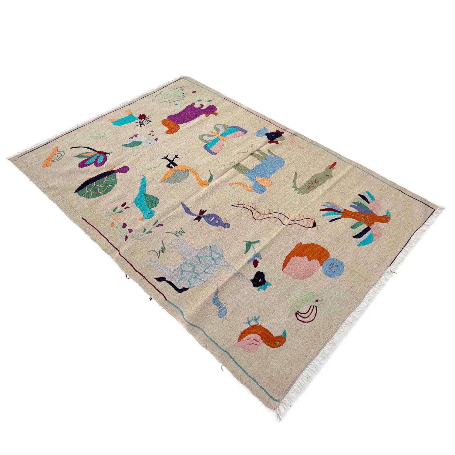 Handmade Embroidery Kilim 3' 8" x 6' 2" (ft) - No. P36868