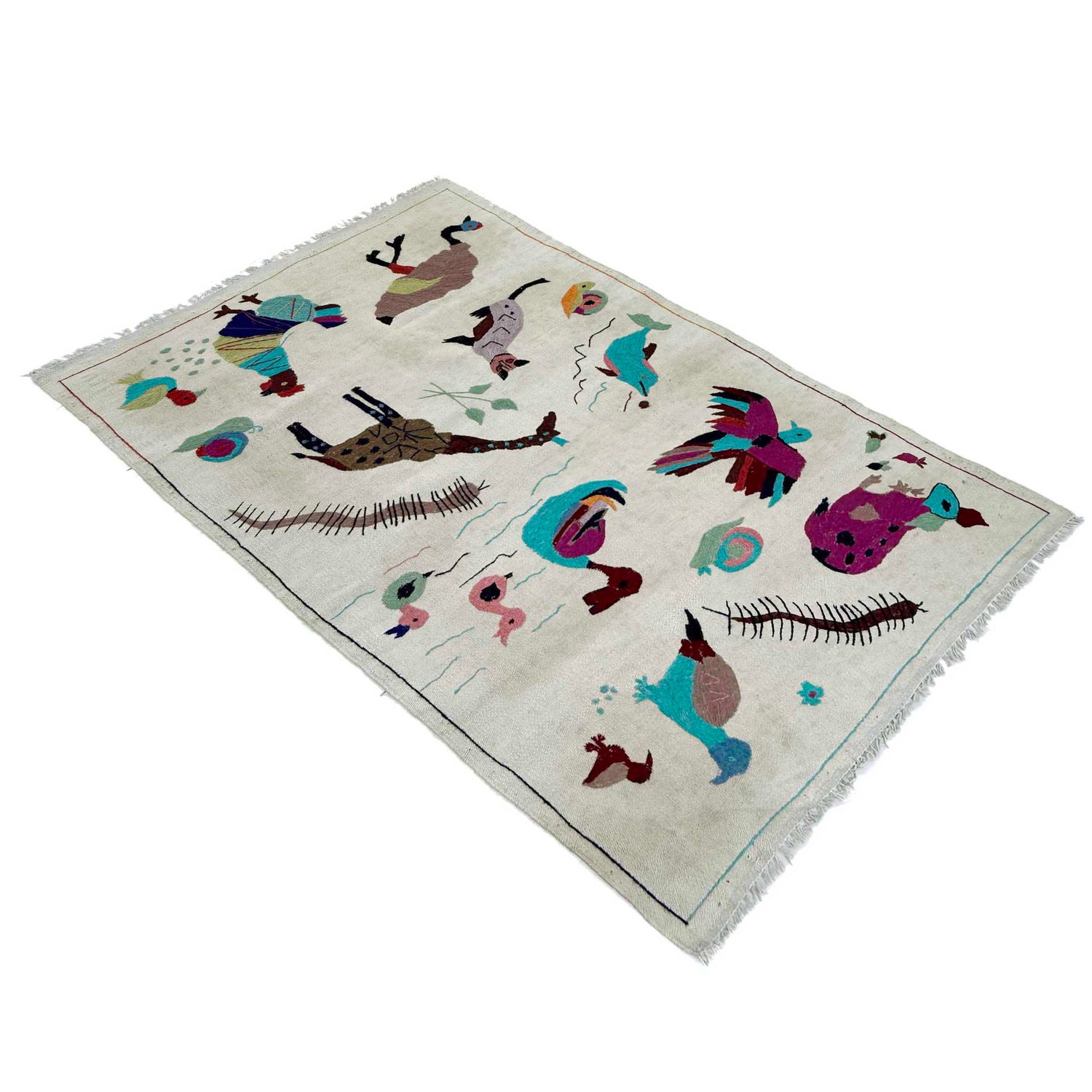 Pakistani Embroidery Kelim 3' 1" x 5' 4" (ft) - No. P36869