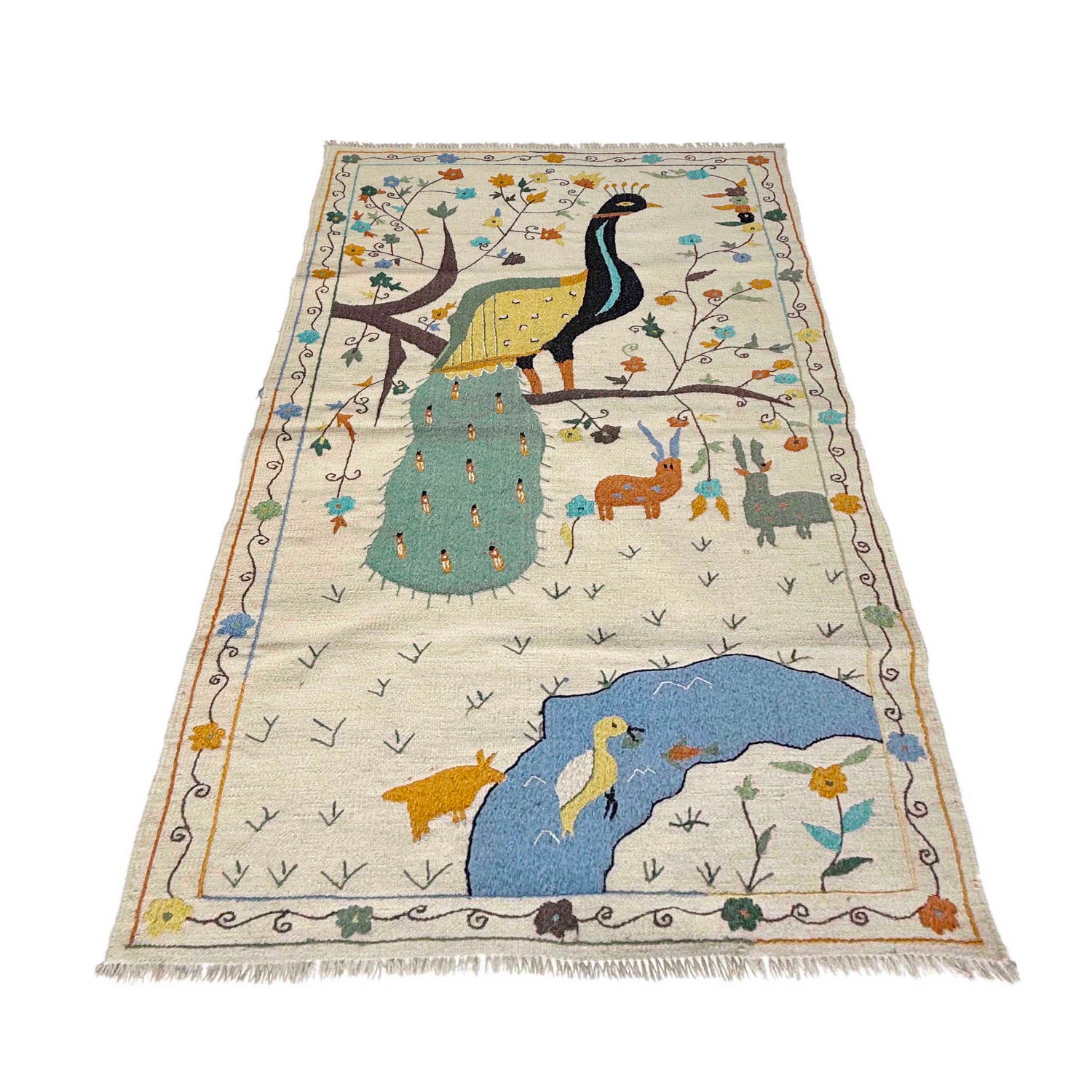 Hand Knotted Embroidery Kilim 3' 4" x 6' 7" (ft) - No. P36870