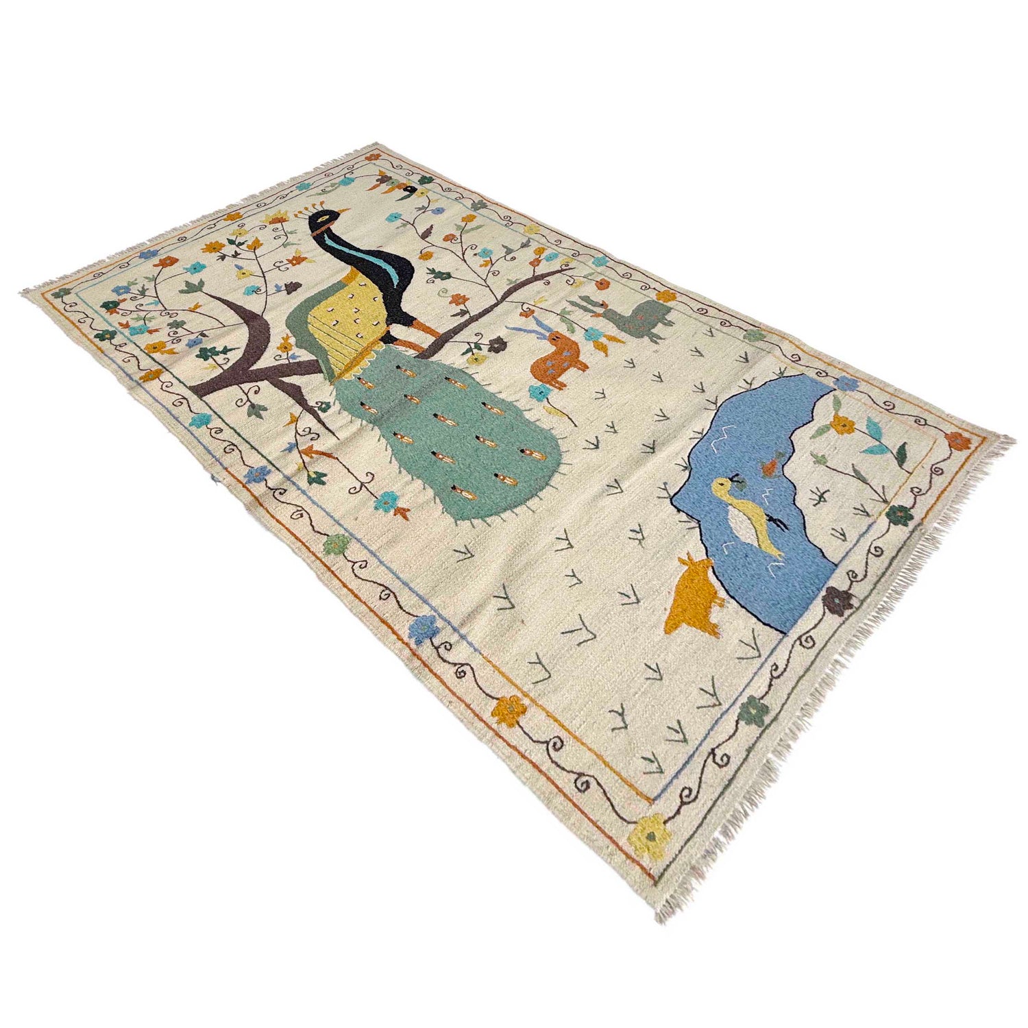 Hand Knotted Embroidery Kilim 3' 4" x 6' 7" (ft) - No. P36870